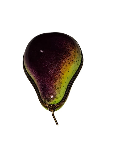 Exquisite Hand-Painted Pear Box Porcelain Limoges fruit vegetable French Trinket Box