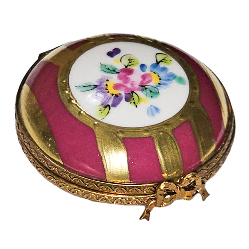 Red Gold Striped Elegance Limoges Box Porcelain Limoges Traditional French Trinket Box