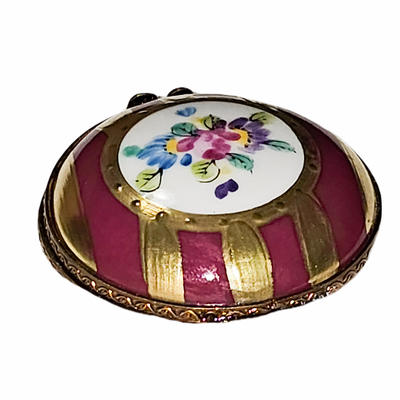 Red Gold Striped Elegance Limoges Box Porcelain Limoges Traditional French Trinket Box