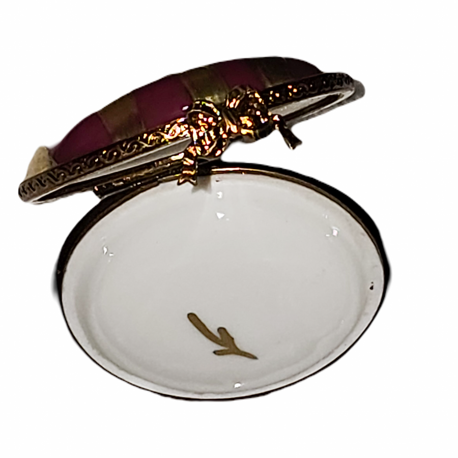 Red Gold Striped Elegance Limoges Box Porcelain Limoges Traditional French Trinket Box