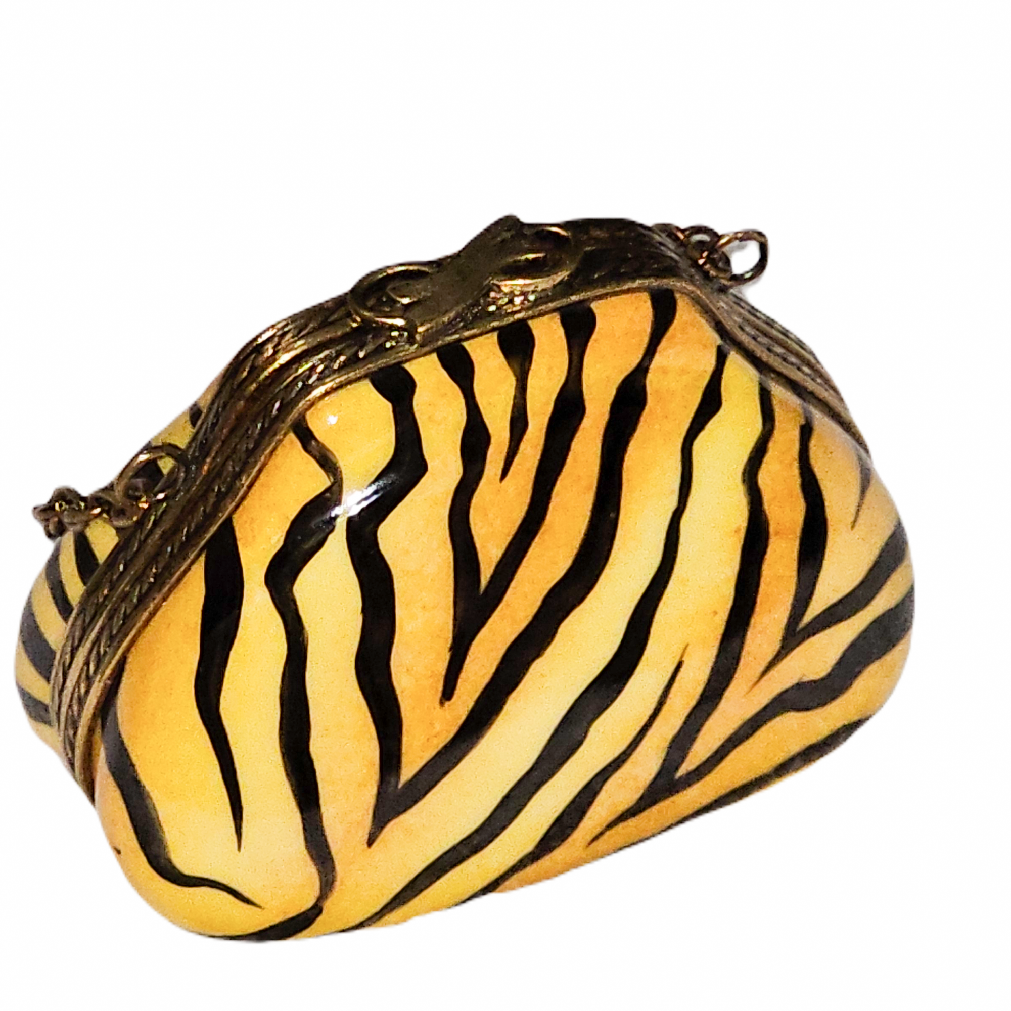 Tiger Stripe Chic Purse Porcelain Limoges purse French Trinket Box