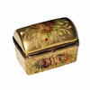 Gold Chest Brown Roses Box Porcelain Limoges traditional French Trinket Box