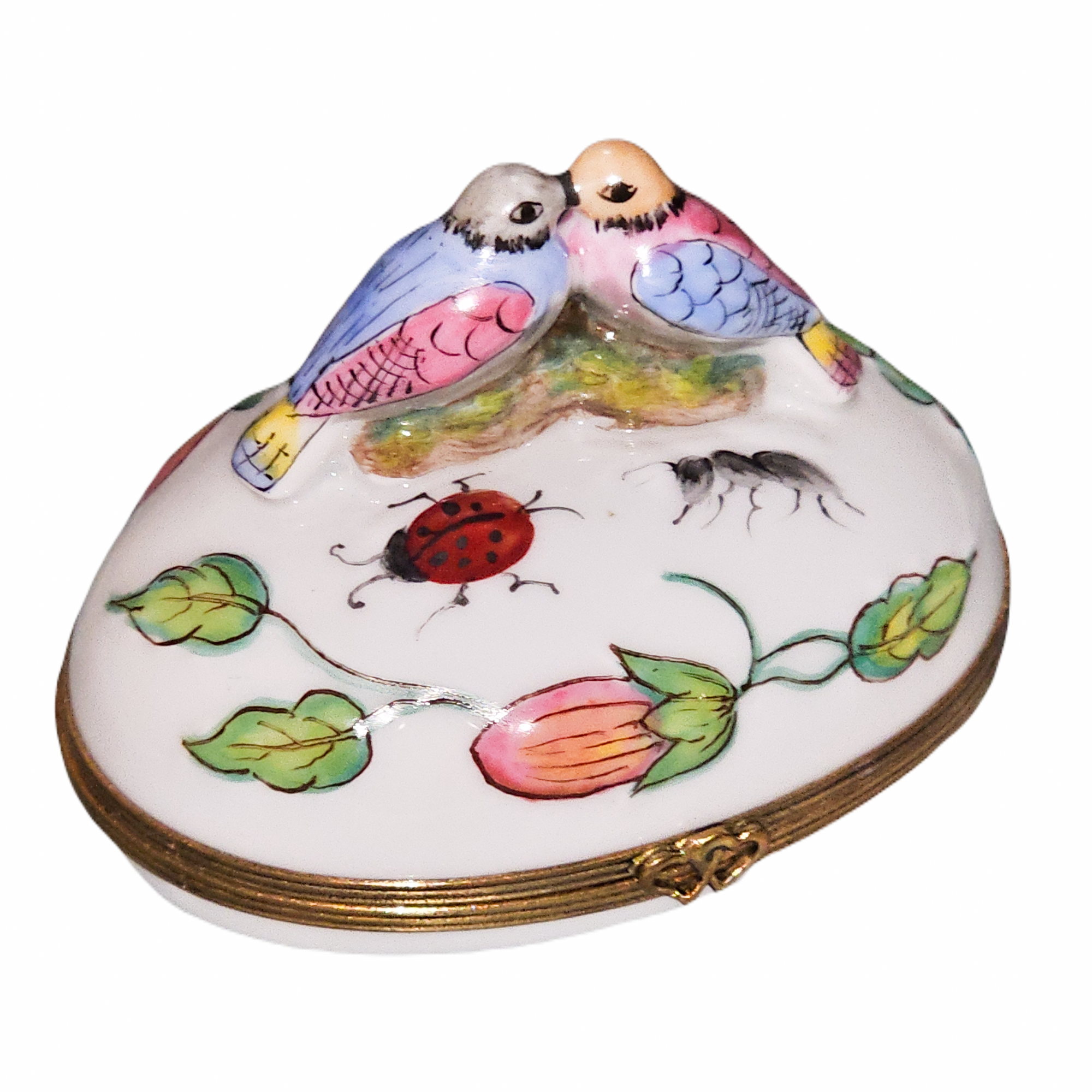 Love Birds Nature Treasure Box Porcelain Limoges birds bird French Trinket Box
