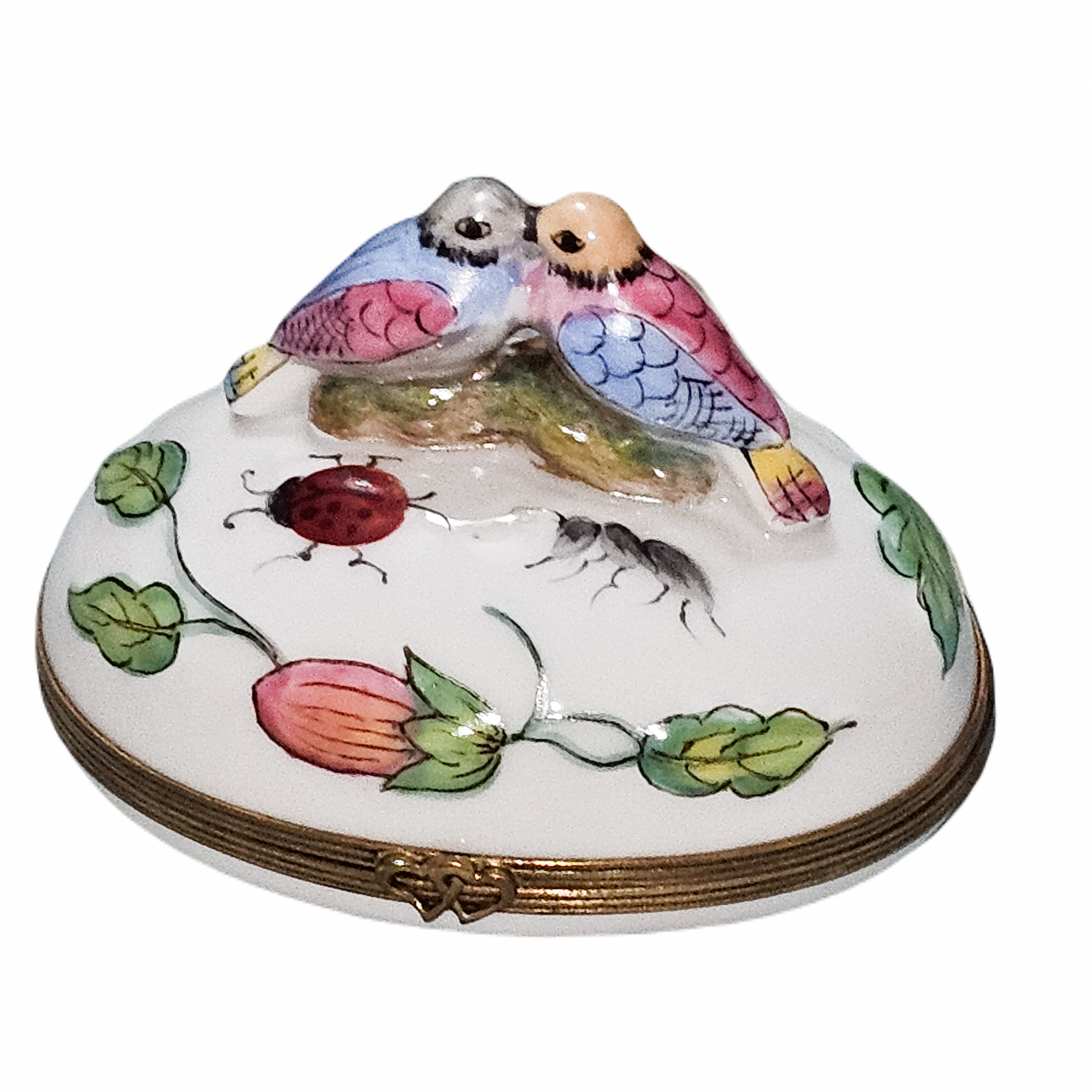 Love Birds Nature Treasure Box Porcelain Limoges birds bird French Trinket Box