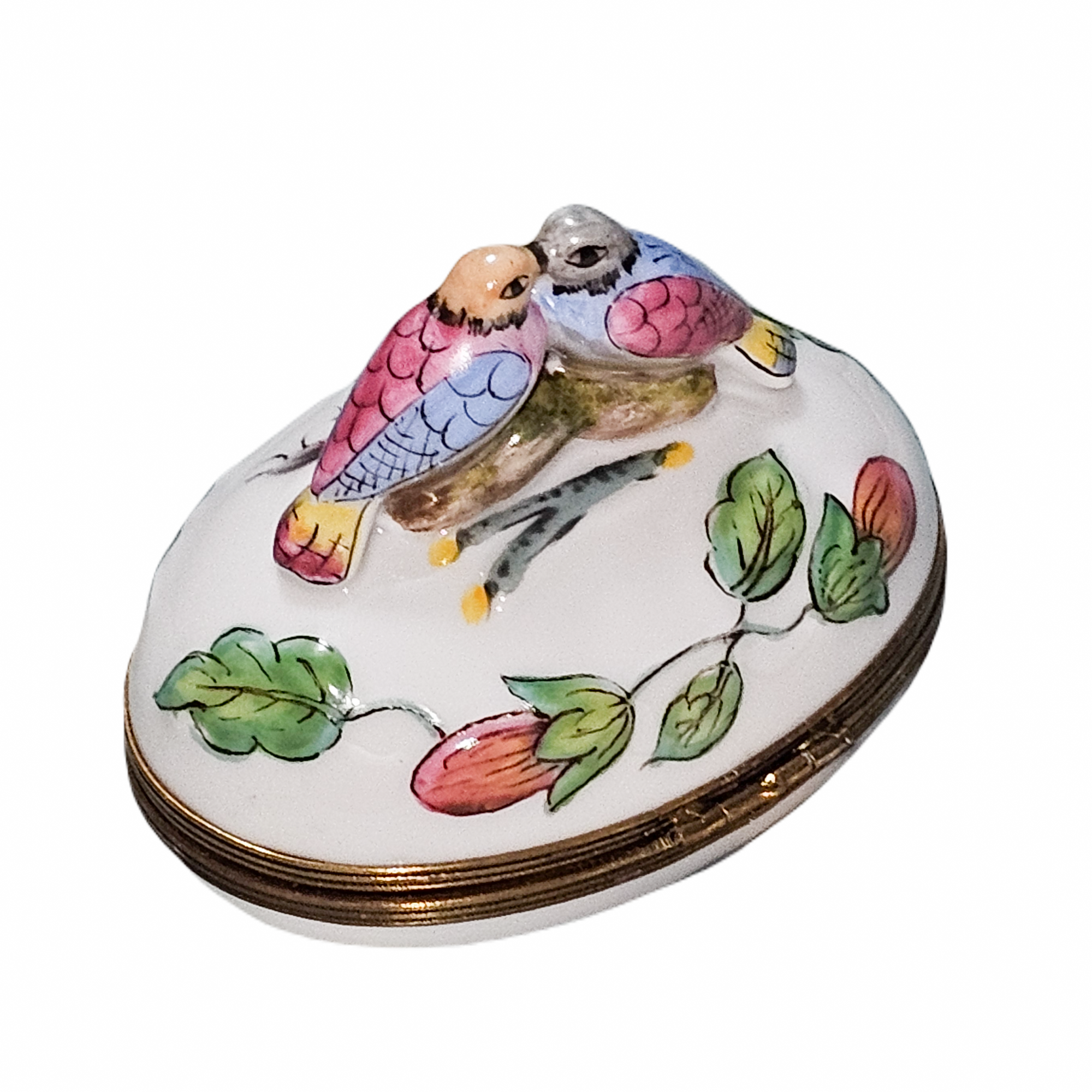 Love Birds Nature Treasure Box Porcelain Limoges birds bird French Trinket Box