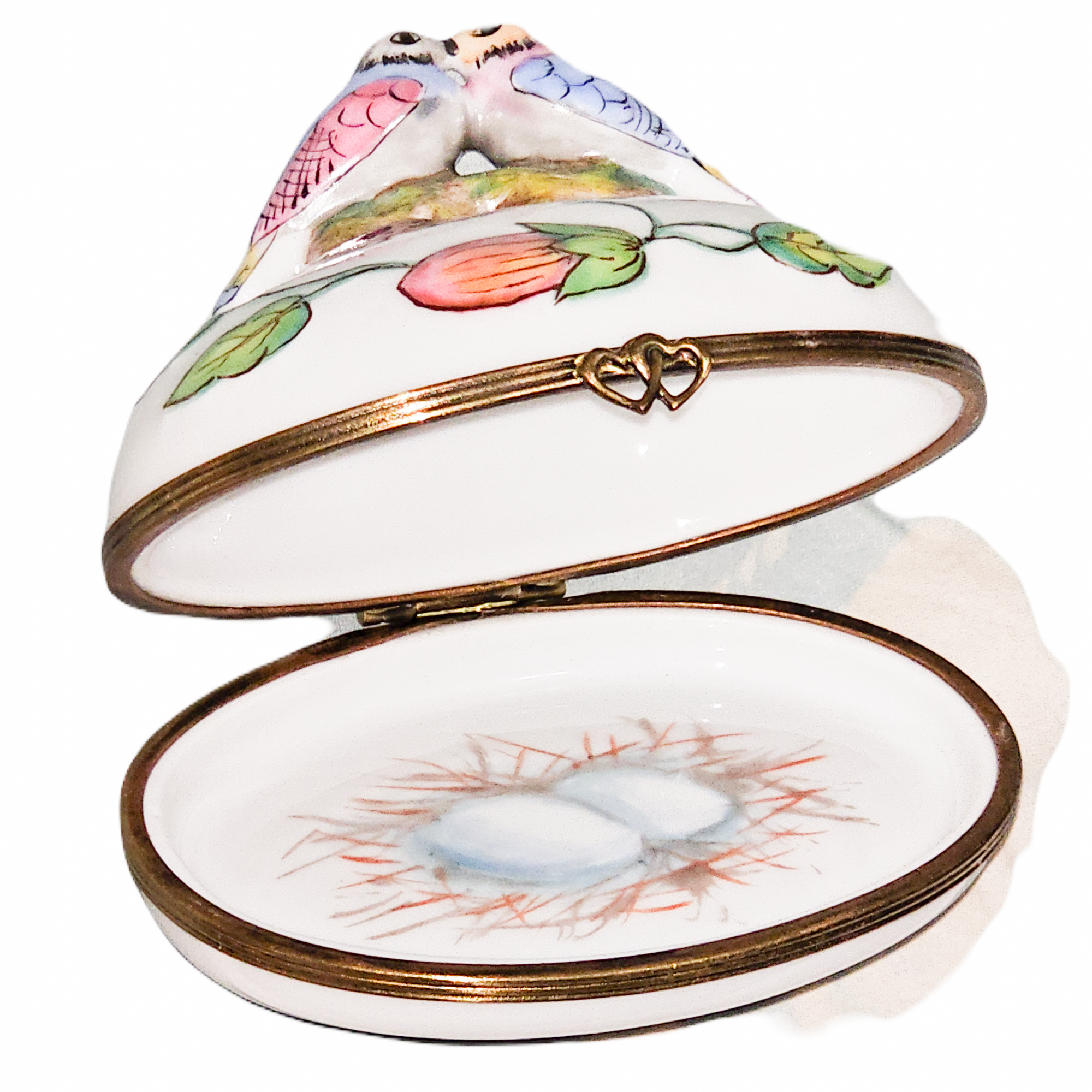 Love Birds Nature Treasure Box Porcelain Limoges birds bird French Trinket Box