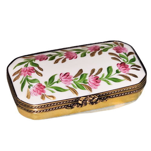 Pink Floral Treasure Box Porcelain Limoges Traditional French Trinket Box