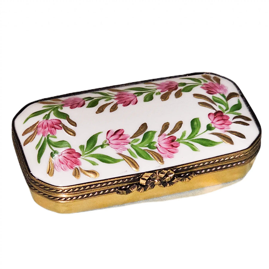 Pink Floral Treasure Box Porcelain Limoges Traditional French Trinket Box