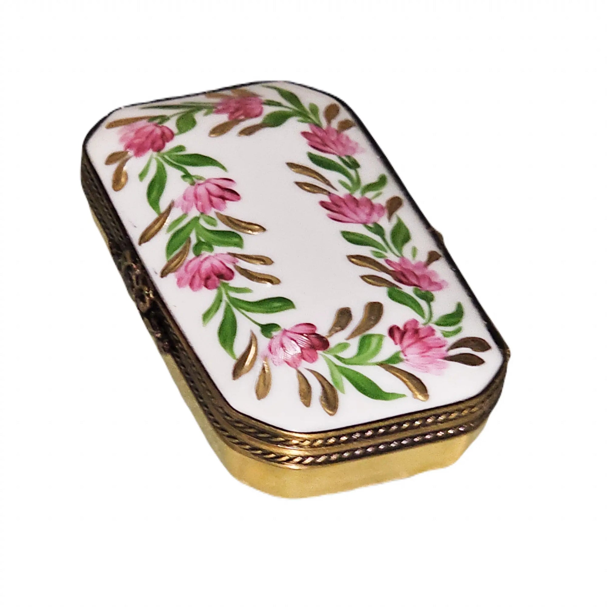 Pink Floral Treasure Box Porcelain Limoges Traditional French Trinket Box