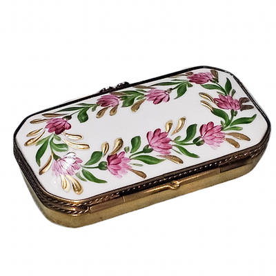 Pink Floral Treasure Box Porcelain Limoges Traditional French Trinket Box
