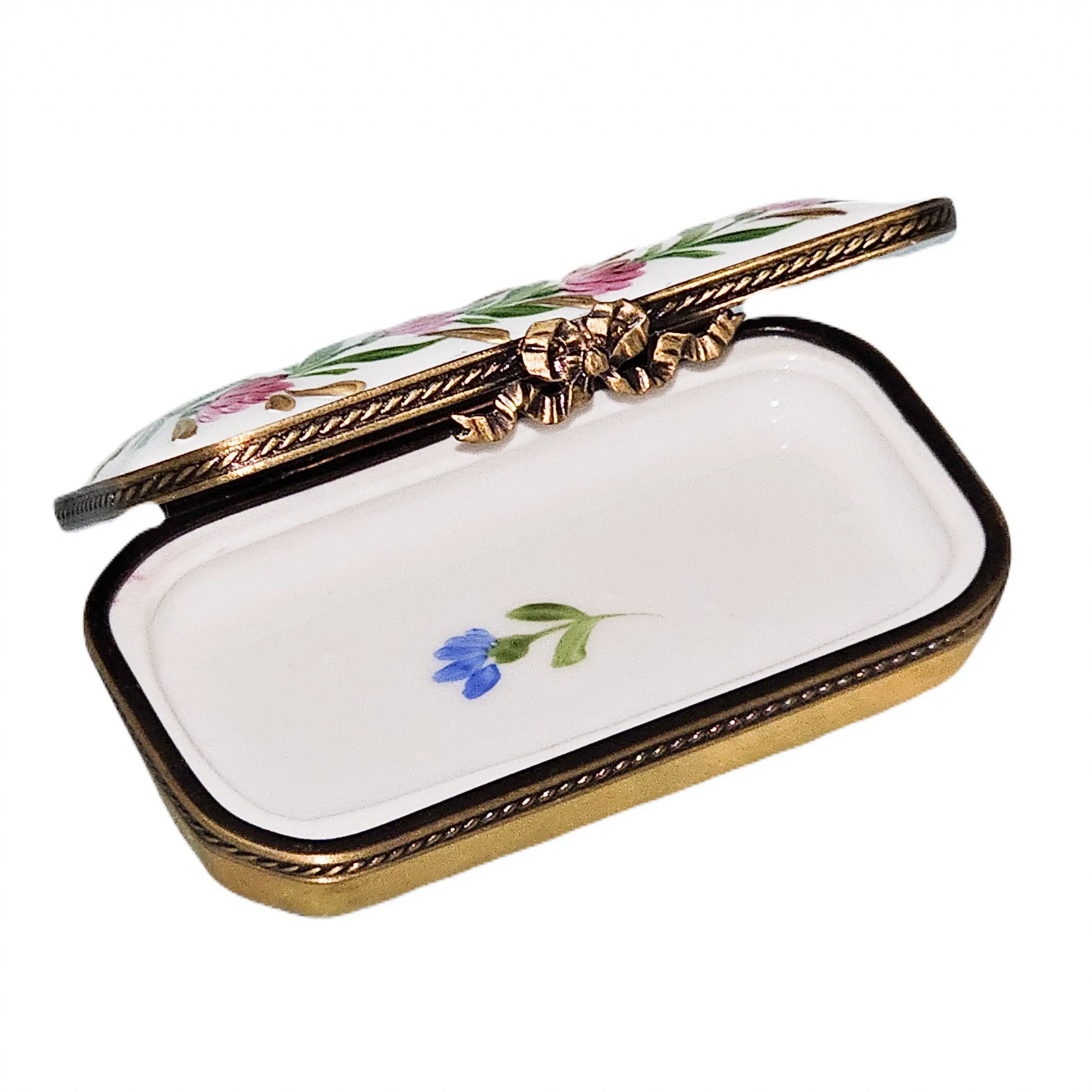 Pink Floral Treasure Box Porcelain Limoges Traditional French Trinket Box