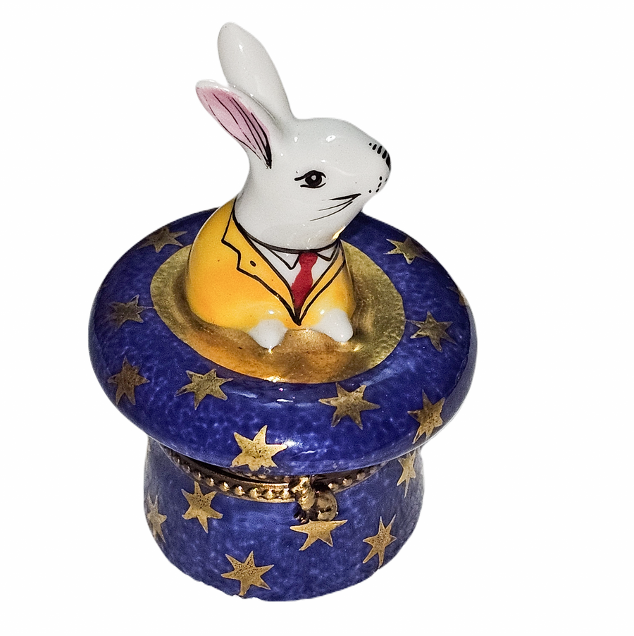 Whimsical Rabbit Magic Treasure Porcelain Limoges rabbit myth professional French Trinket Box