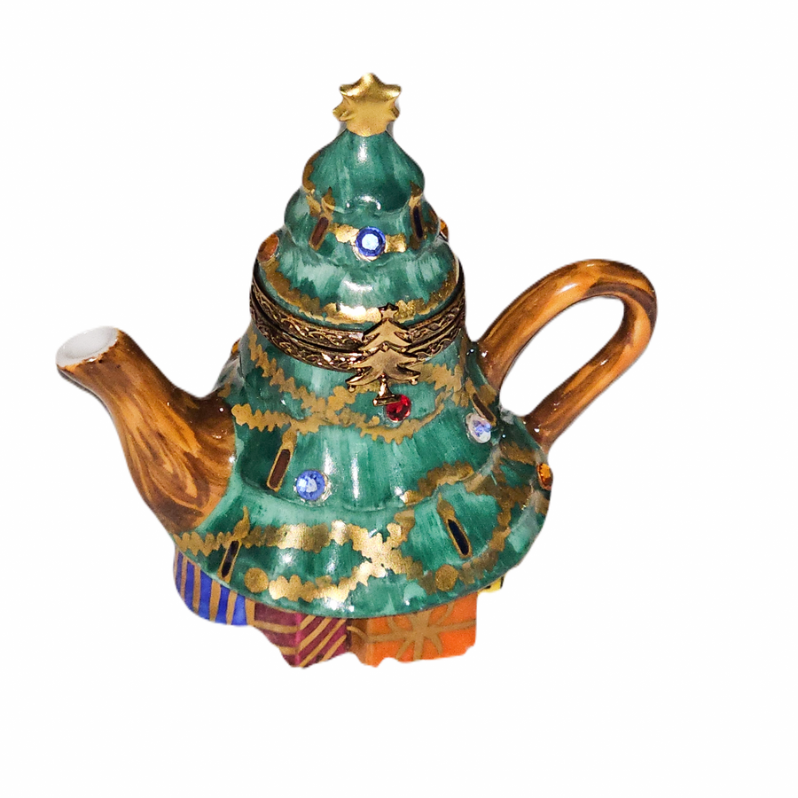Christmas Tree Teapot Charm Porcelain Limoges christmas tree china French Trinket Box