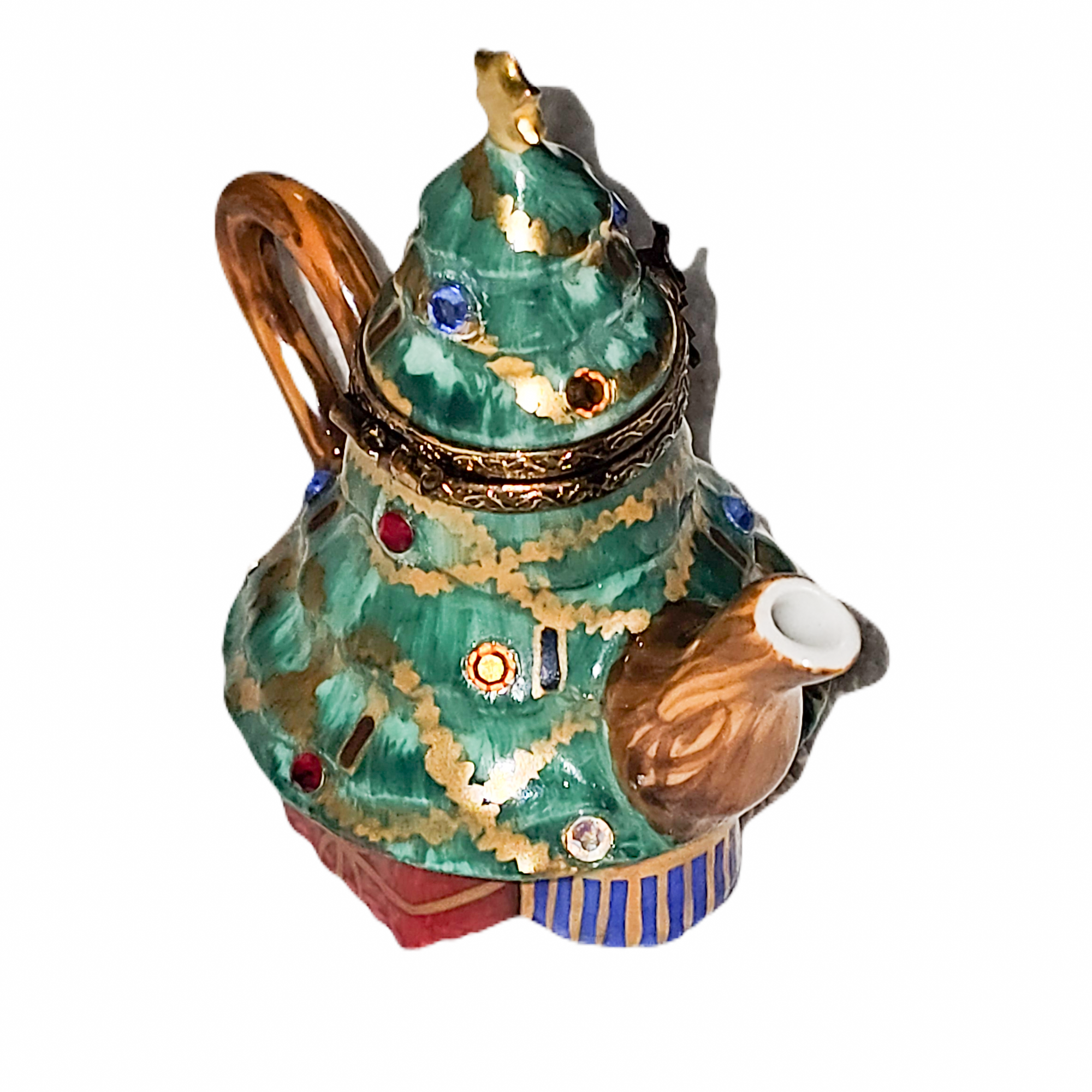 Christmas Tree Teapot Charm Porcelain Limoges christmas tree china French Trinket Box