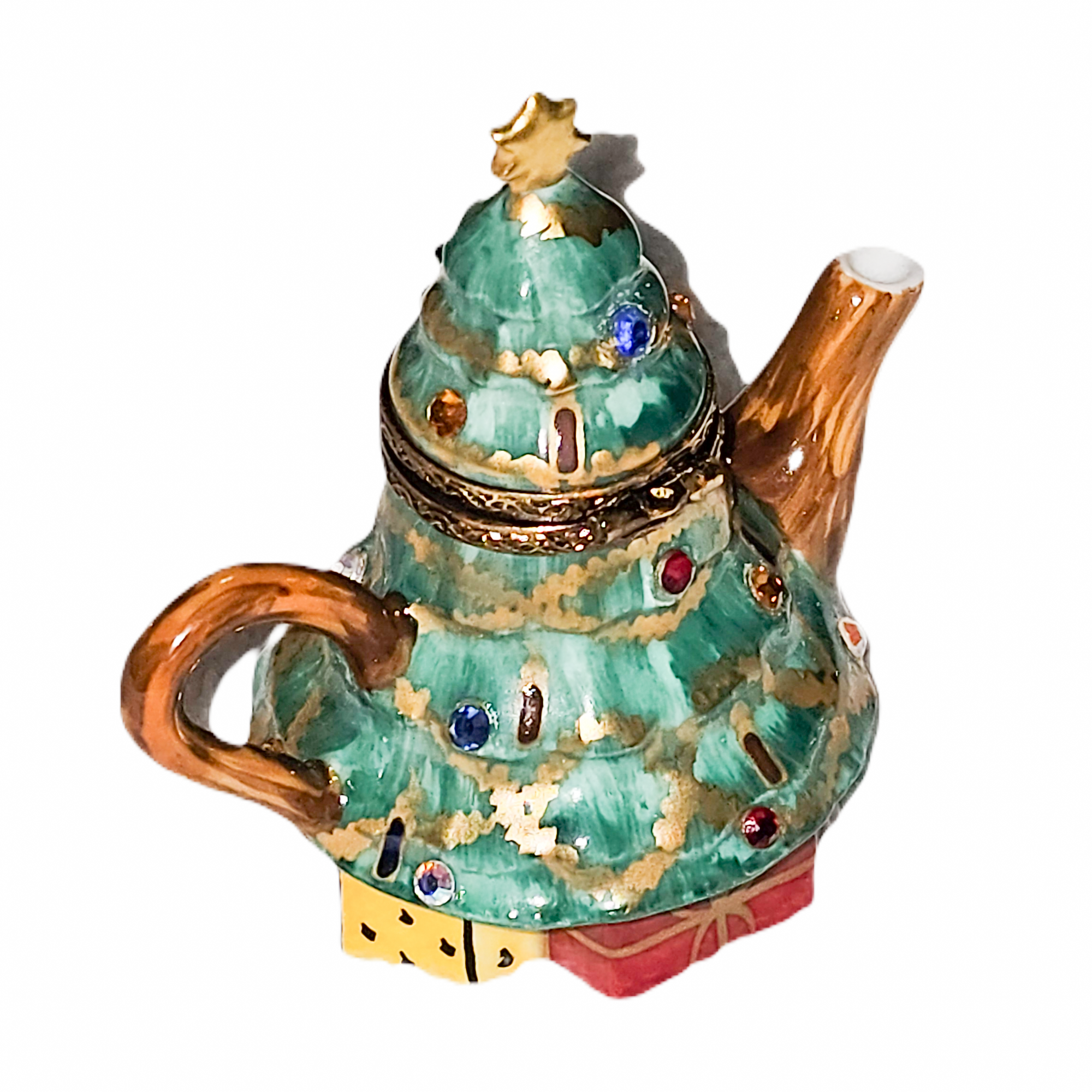 Christmas Tree Teapot Charm Porcelain Limoges christmas tree china French Trinket Box
