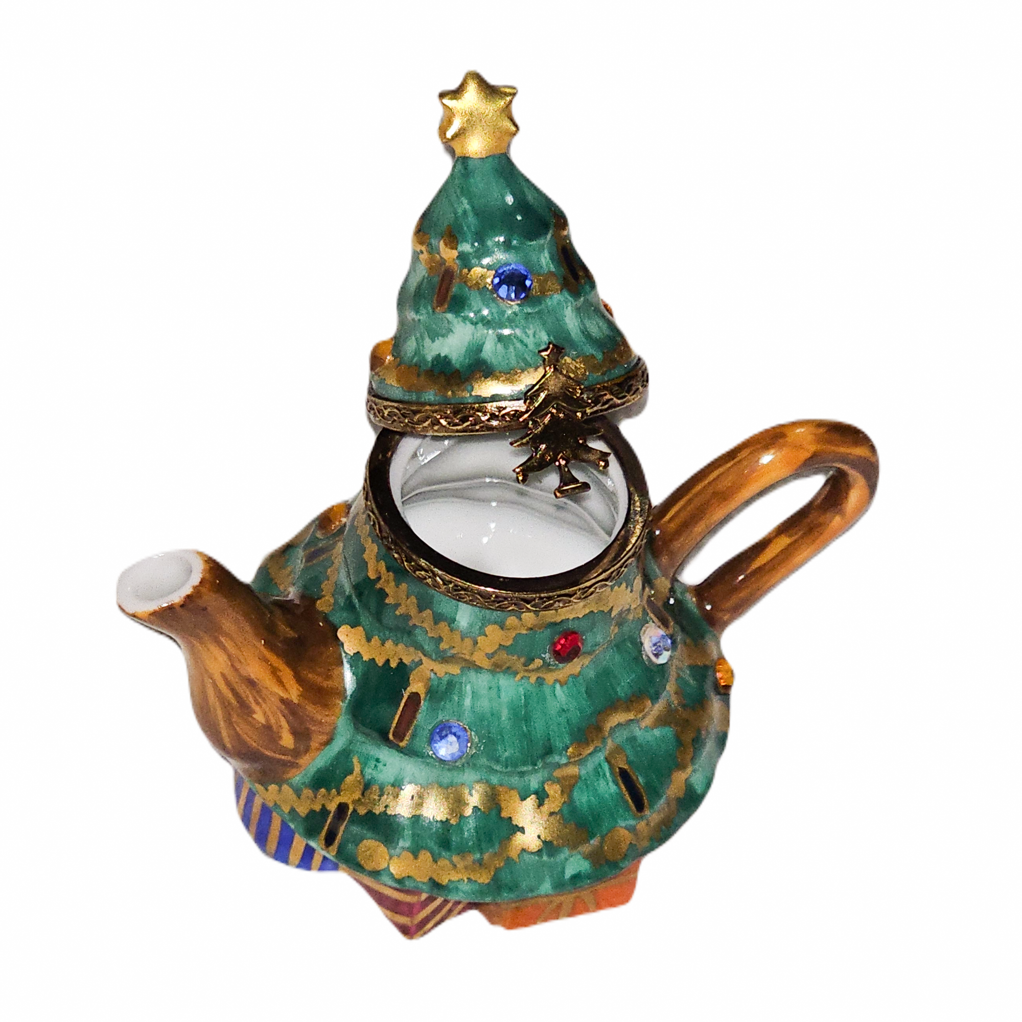 Christmas Tree Teapot Charm Porcelain Limoges christmas tree china French Trinket Box