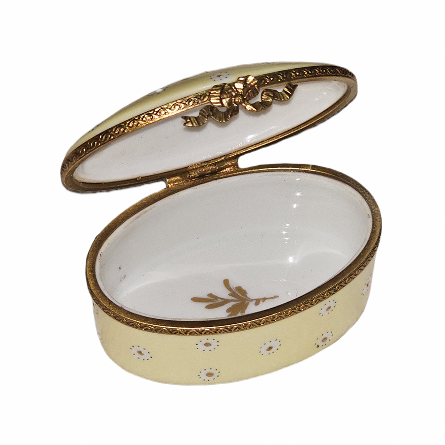 Light Yellow Floral Elegance Box Porcelain Limoges traditional French Trinket Box