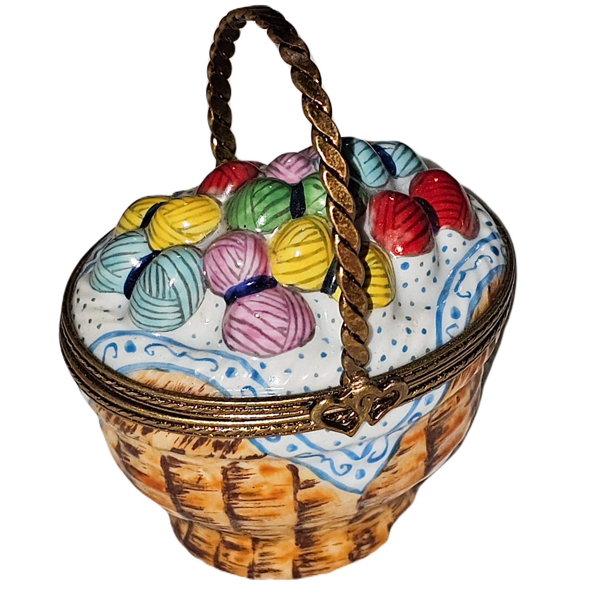 Colorful Yarn Basket Limoges Box Porcelain Limoges women basket home French Trinket Box