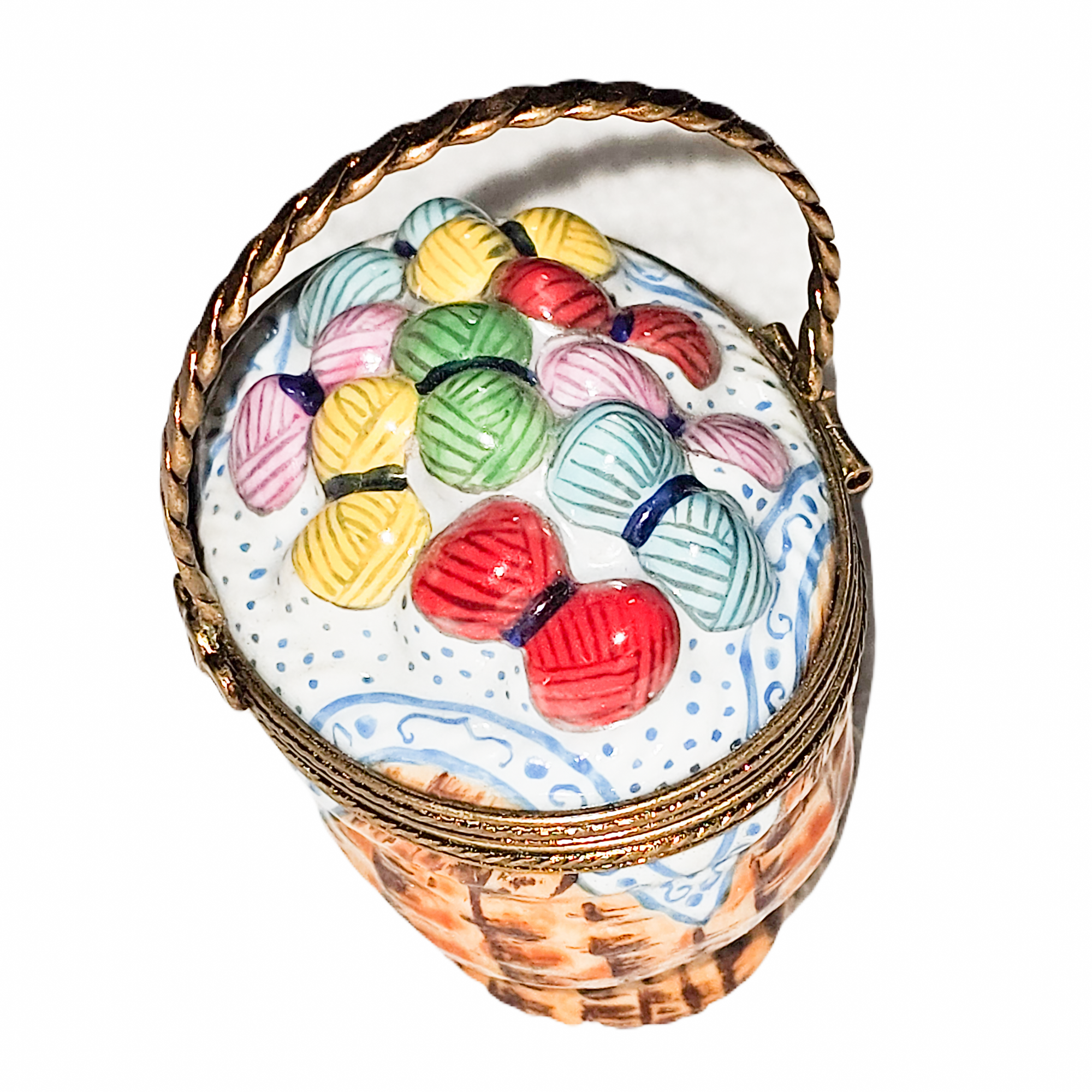 Colorful Yarn Basket Limoges Box Porcelain Limoges women basket home French Trinket Box