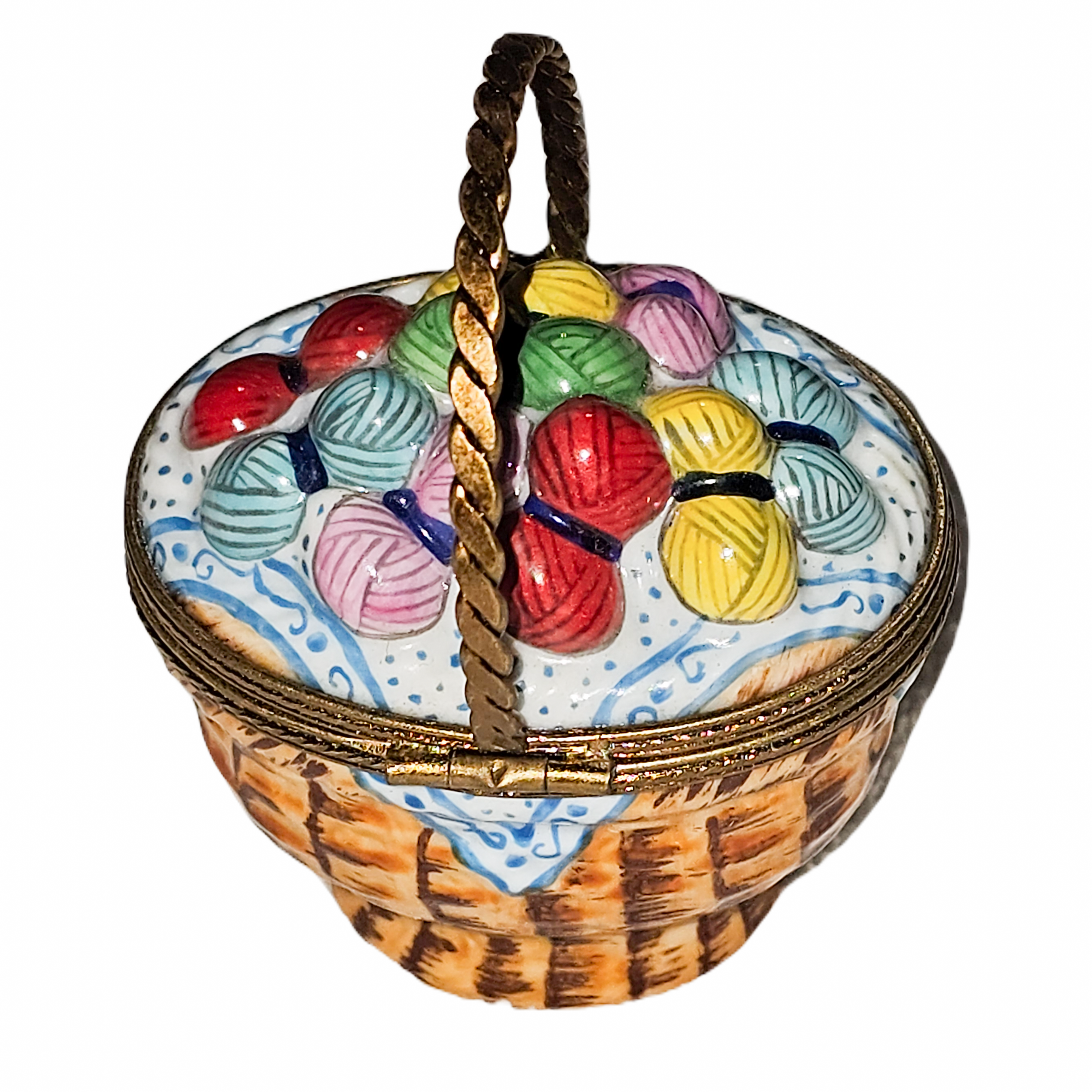 Colorful Yarn Basket Limoges Box Porcelain Limoges women basket home French Trinket Box