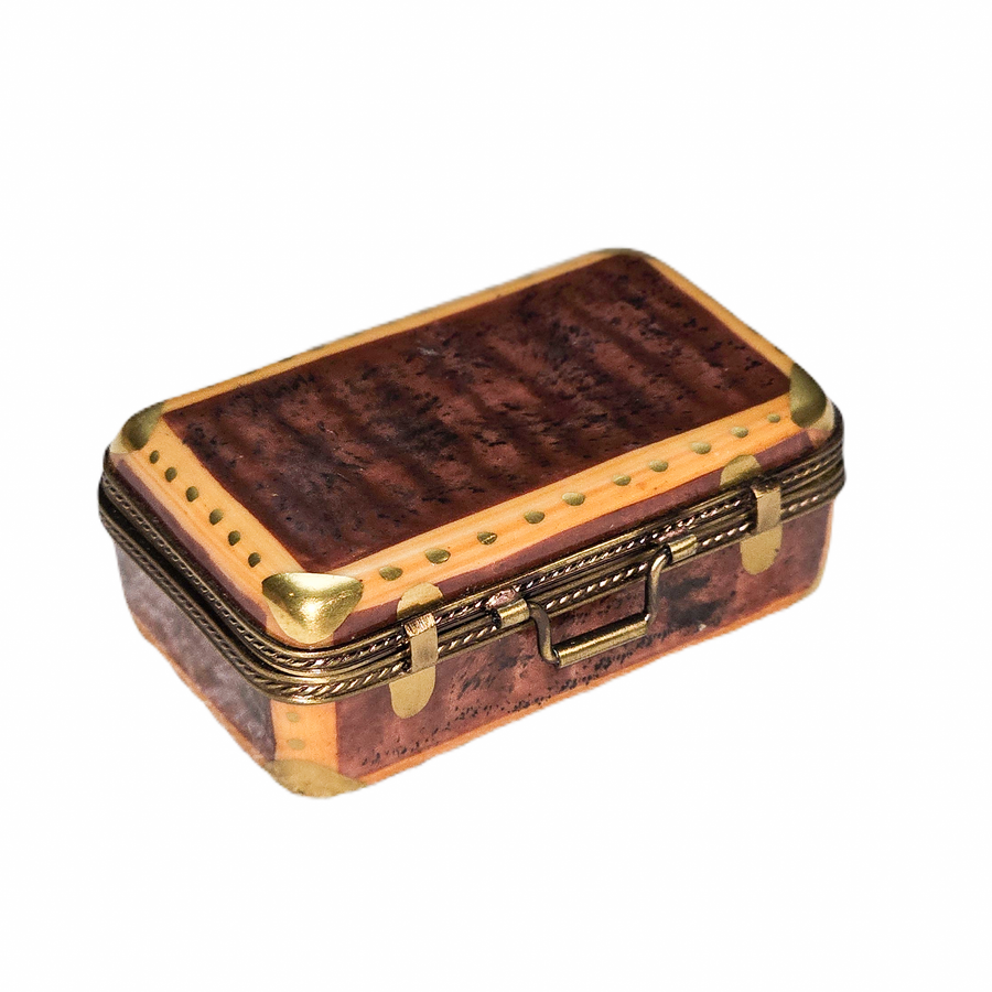 Brown Suitcase Limoges Box Porcelain Limoges travel home French Trinket Box
