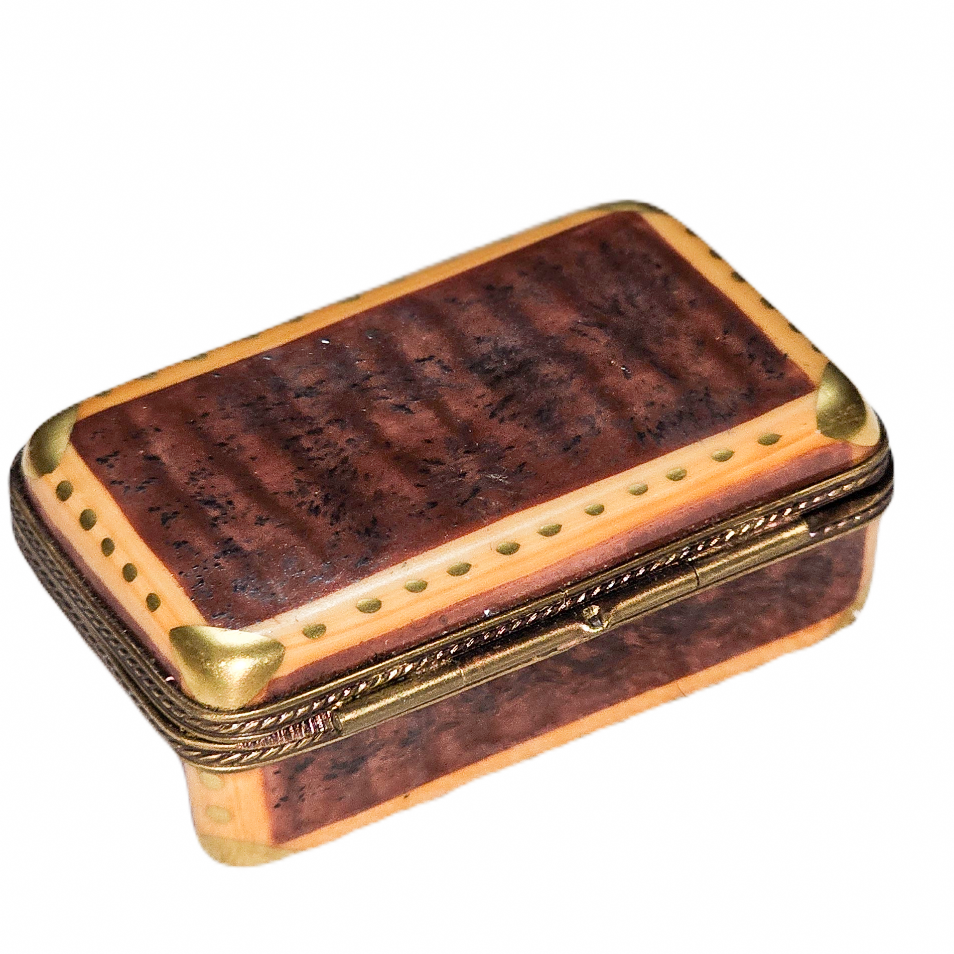Brown Suitcase Limoges Box Porcelain Limoges travel home French Trinket Box