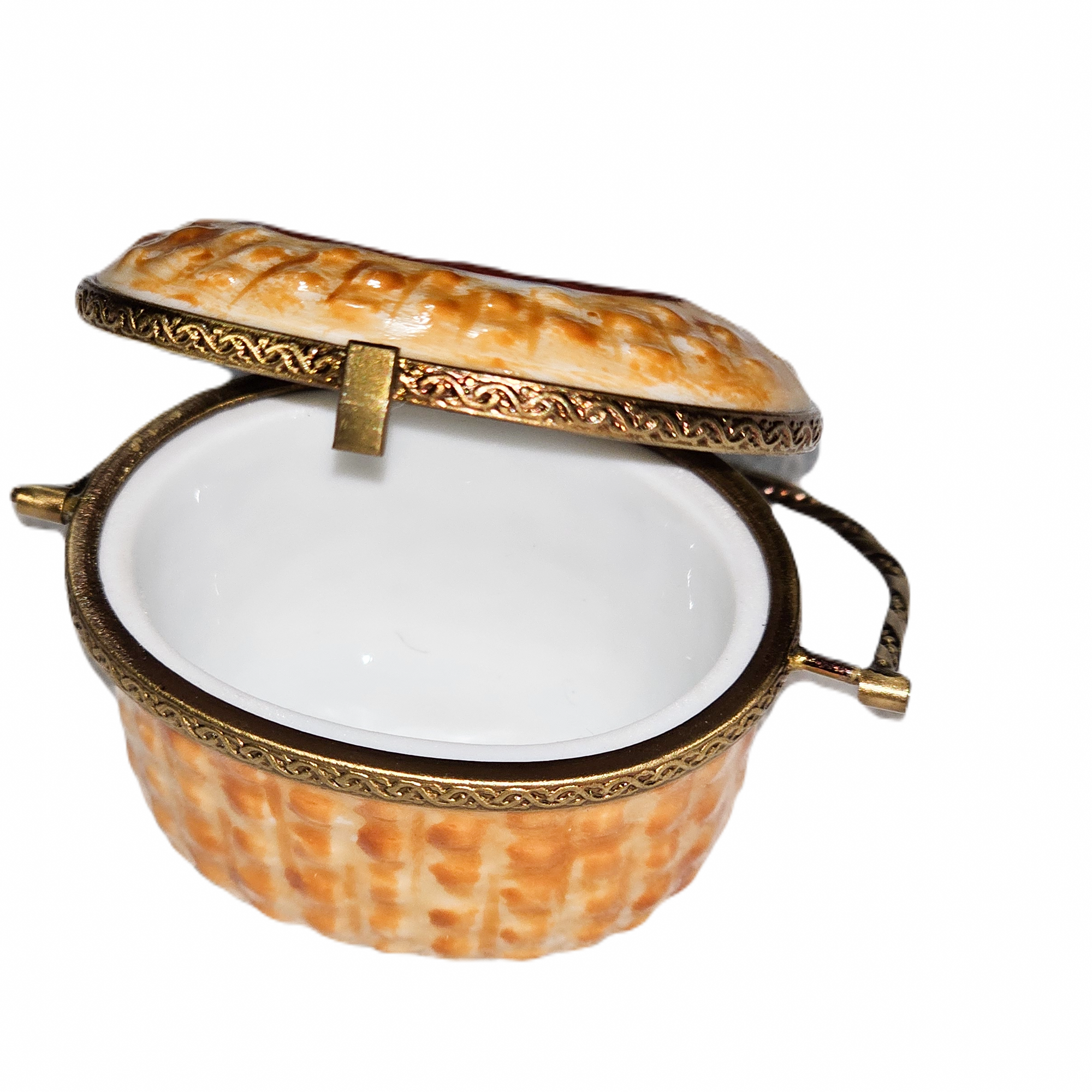 Nantucket Blue Scene Basket Box Porcelain Limoges beach travel garden French Trinket Box