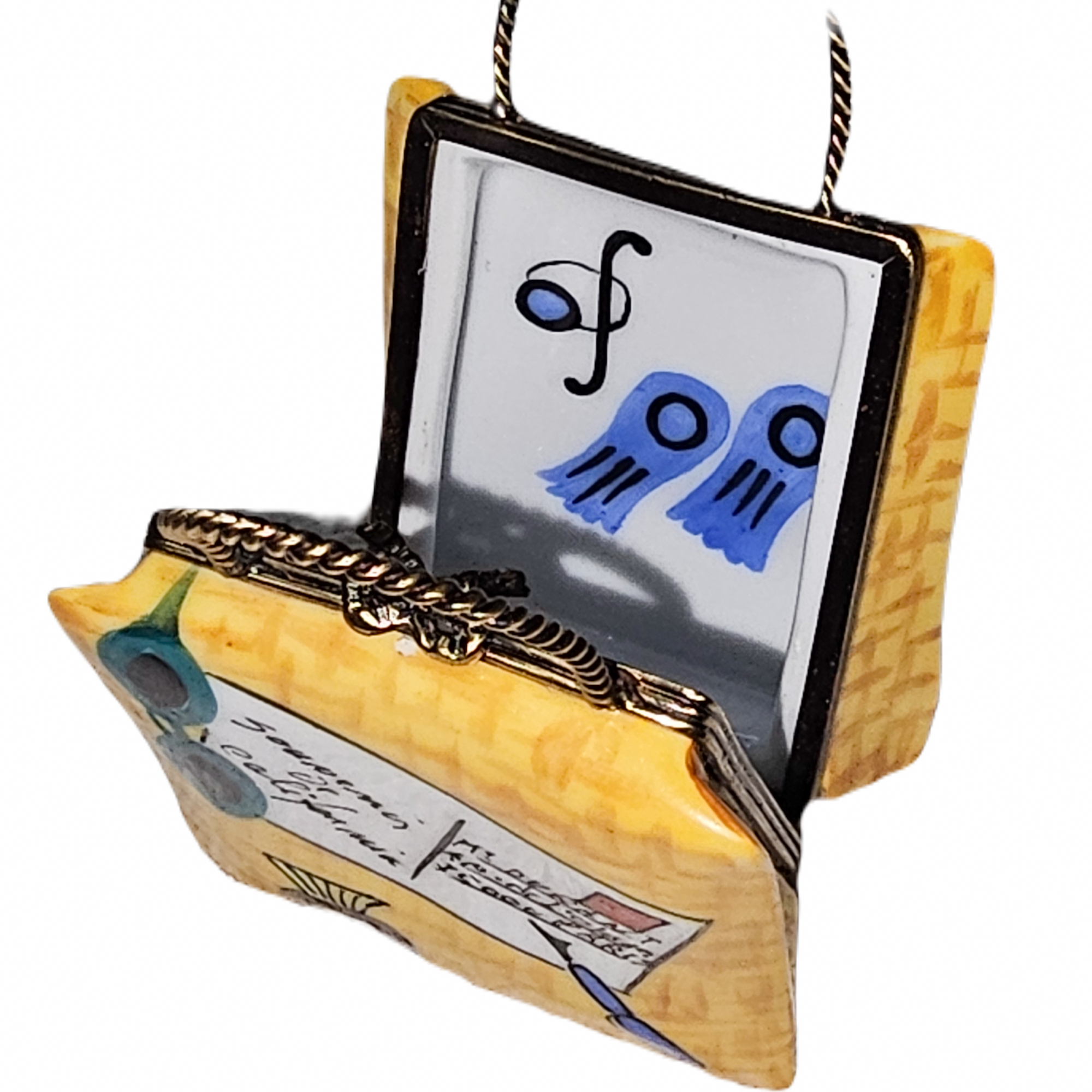 Beach Tote w acrylic Flip Flops Porcelain Limoges purse bag beach French Trinket Box