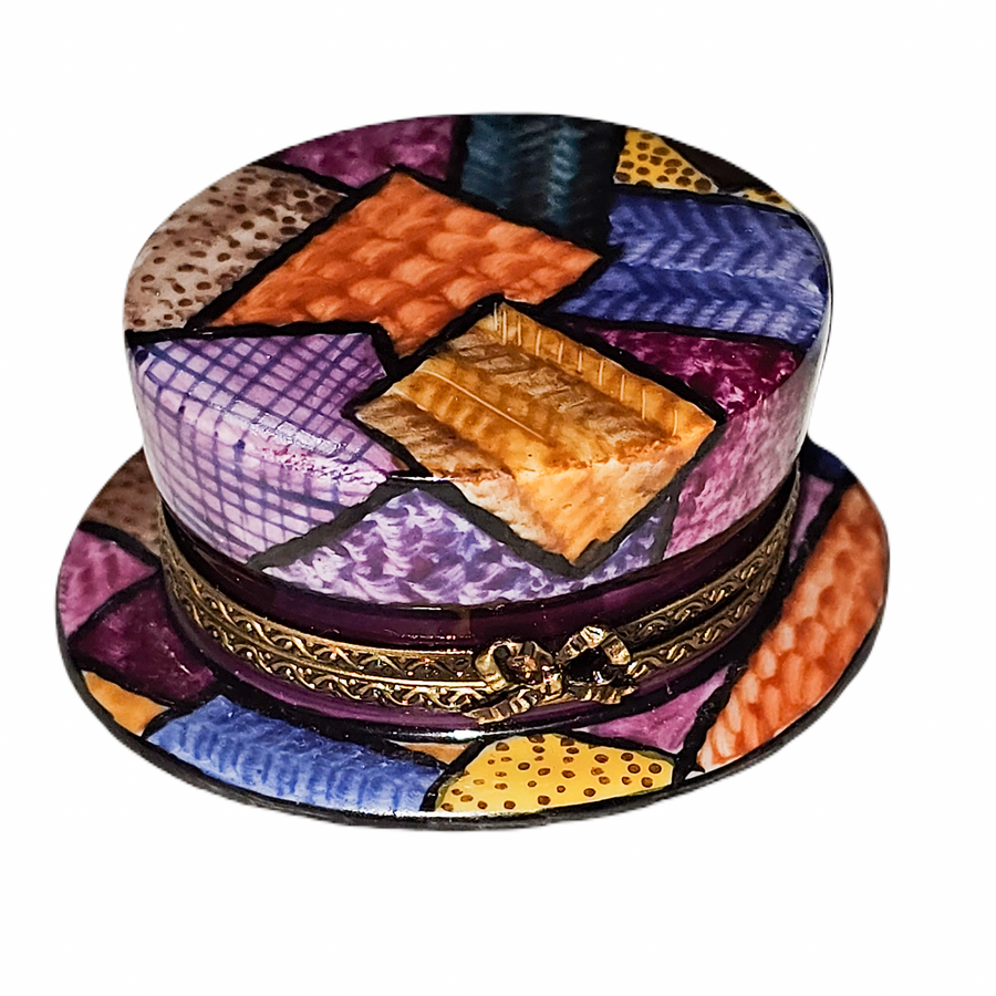 Multicolored Hat Limoges Box Porcelain Limoges hat French Trinket Box