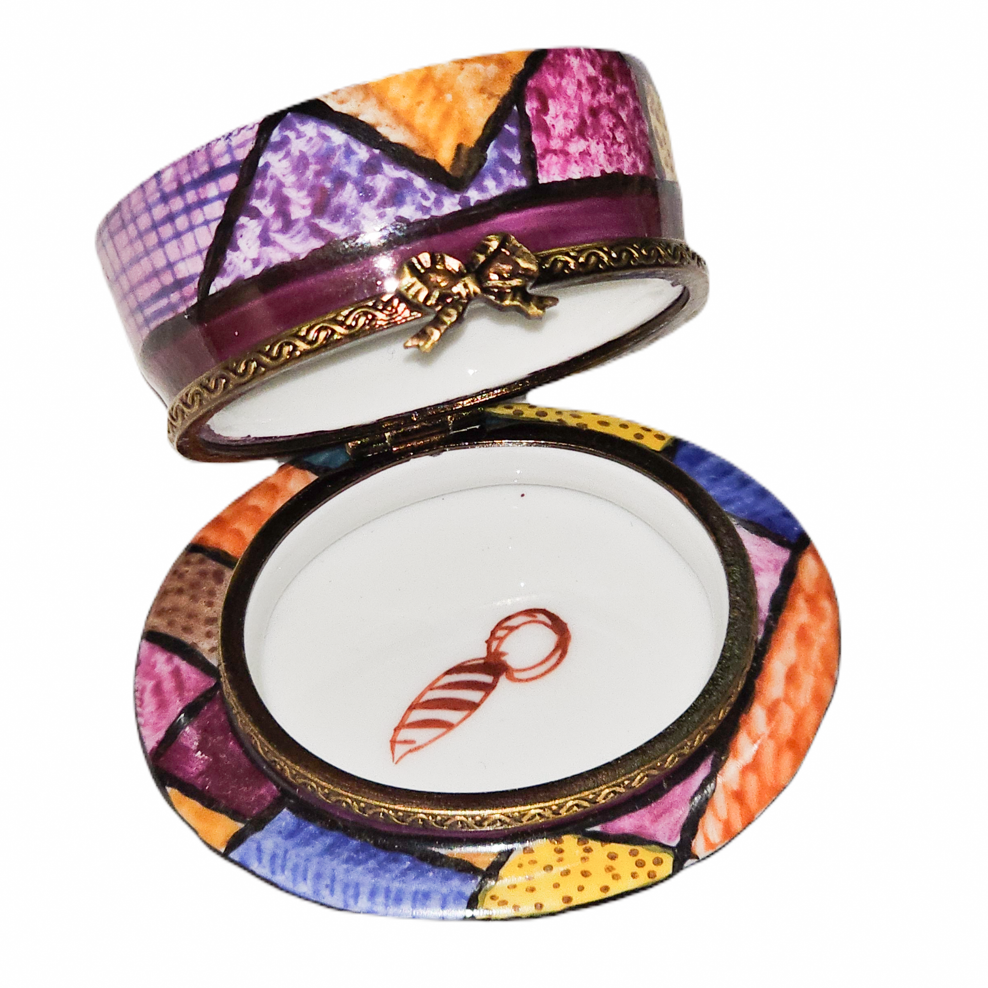 Multicolored Hat Limoges Box Porcelain Limoges hat French Trinket Box