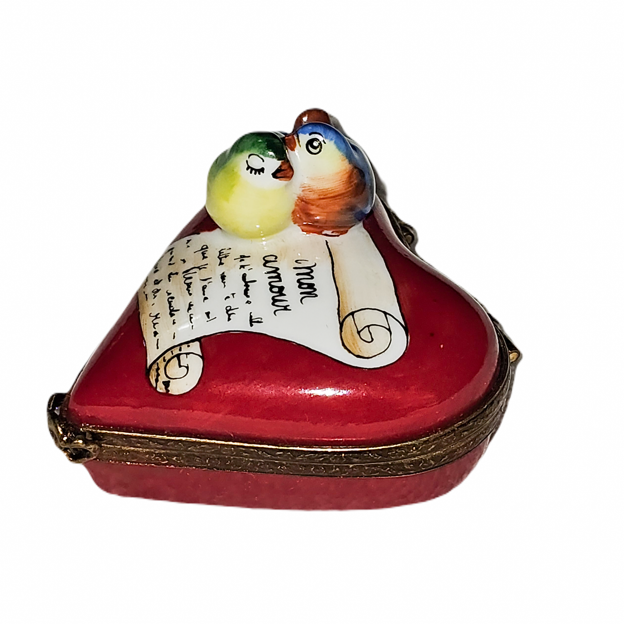 Love Birds Heart Treasure Porcelain Limoges heart bird French Trinket Box