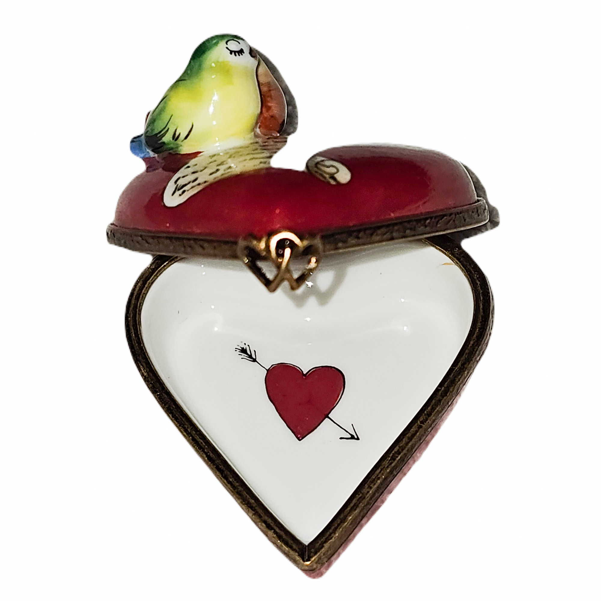 Love Birds Heart Treasure Porcelain Limoges heart bird French Trinket Box