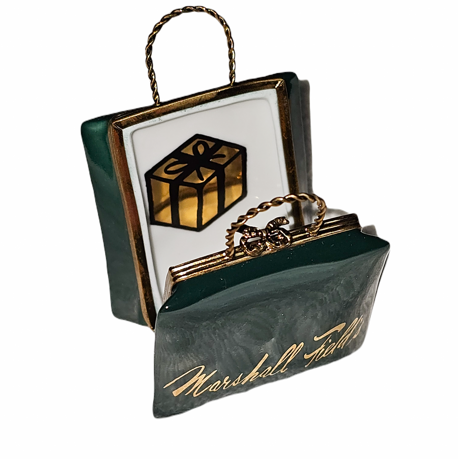 Marshall Fields Timeless Elegance Box Porcelain Limoges purse bag French Trinket Box