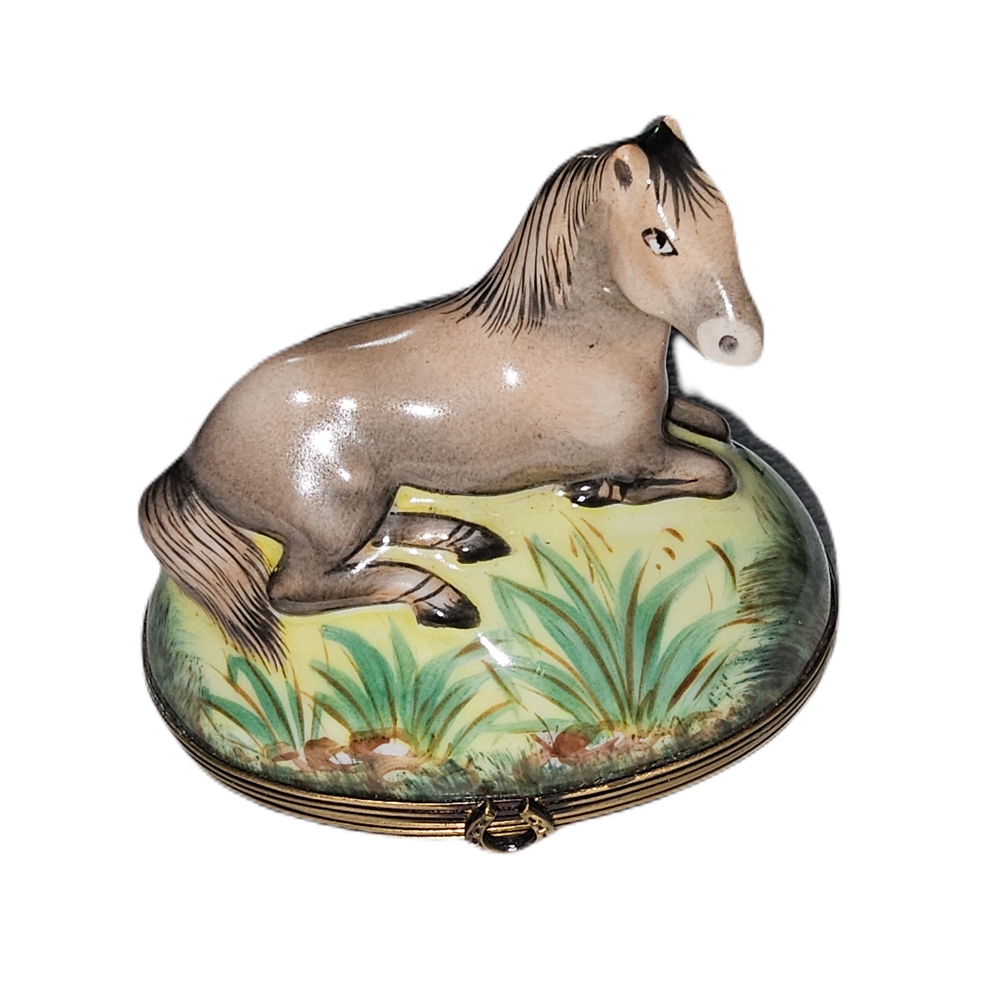Exquisite Horse Limoges Box Porcelain Limoges horse farm animal French Trinket Box