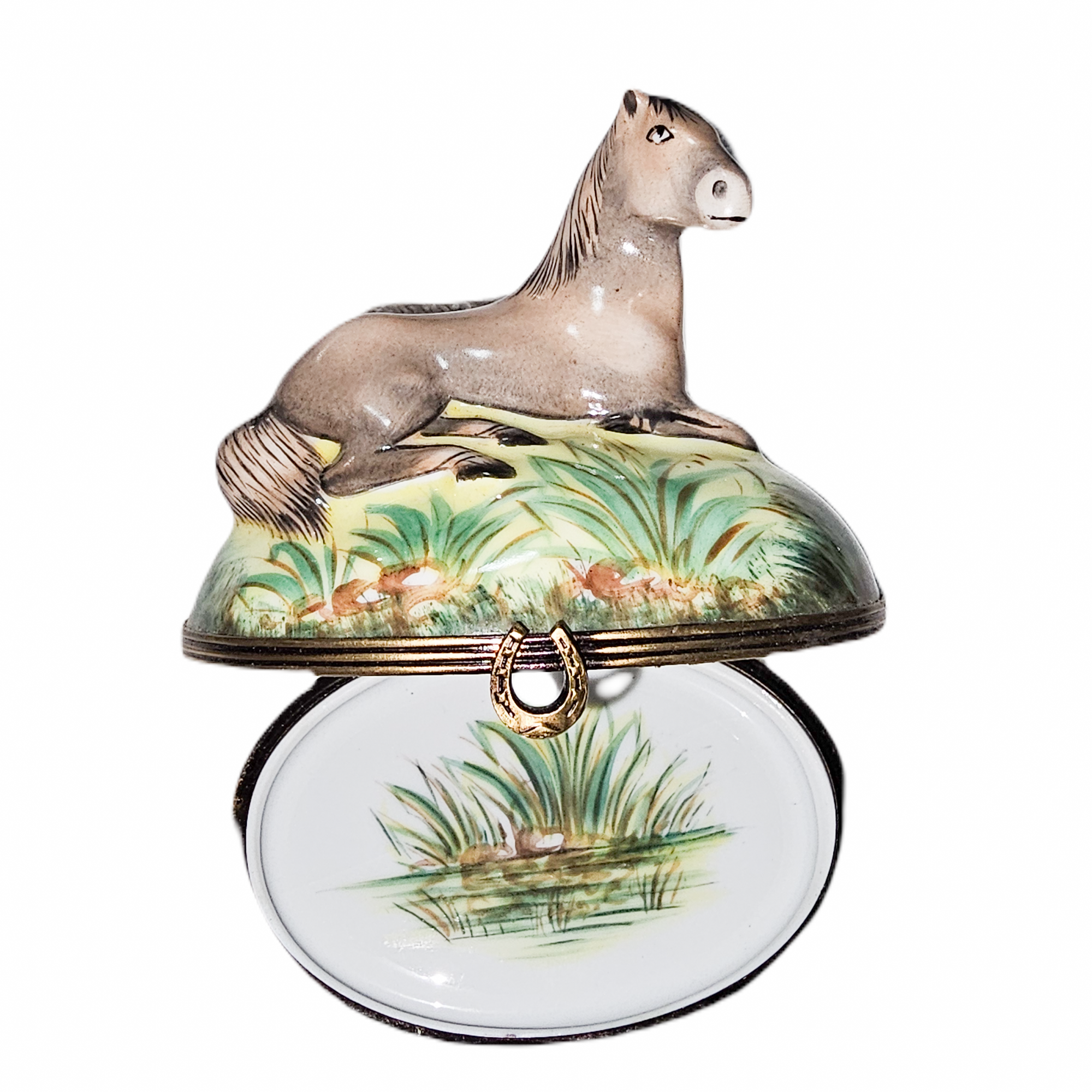 Exquisite Horse Limoges Box Porcelain Limoges horse farm animal French Trinket Box