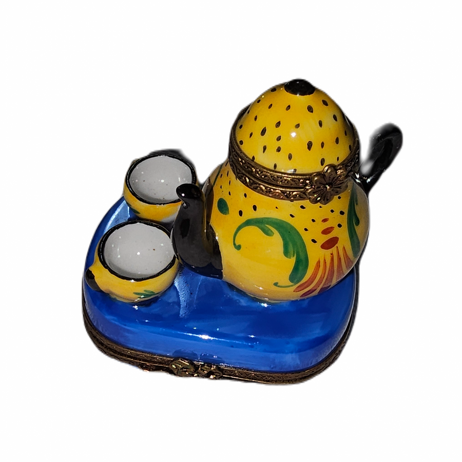 Vibrant Yellow Teapot Limoges Box Porcelain Limoges China French Trinket Box