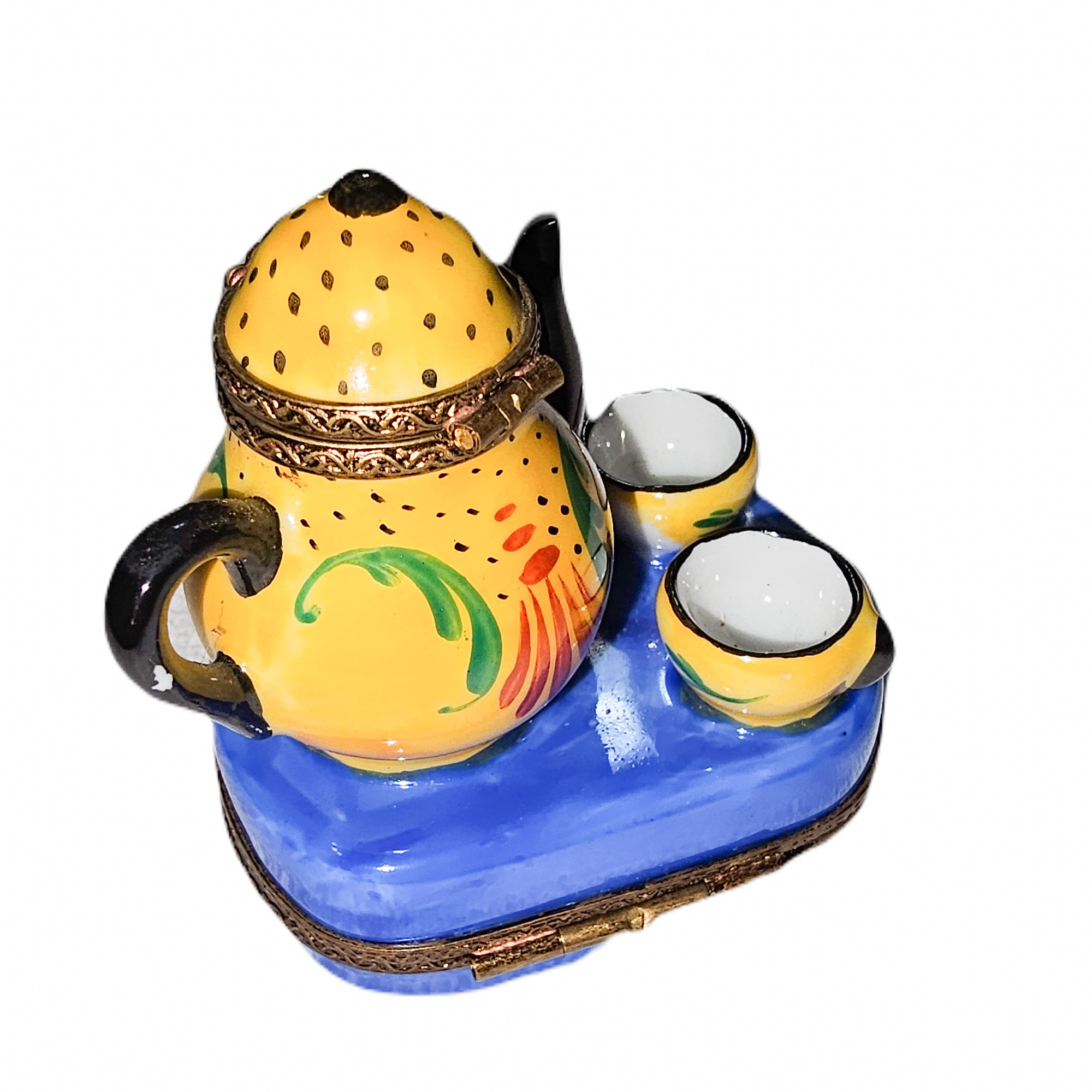 Vibrant Yellow Teapot Limoges Box Porcelain Limoges China French Trinket Box