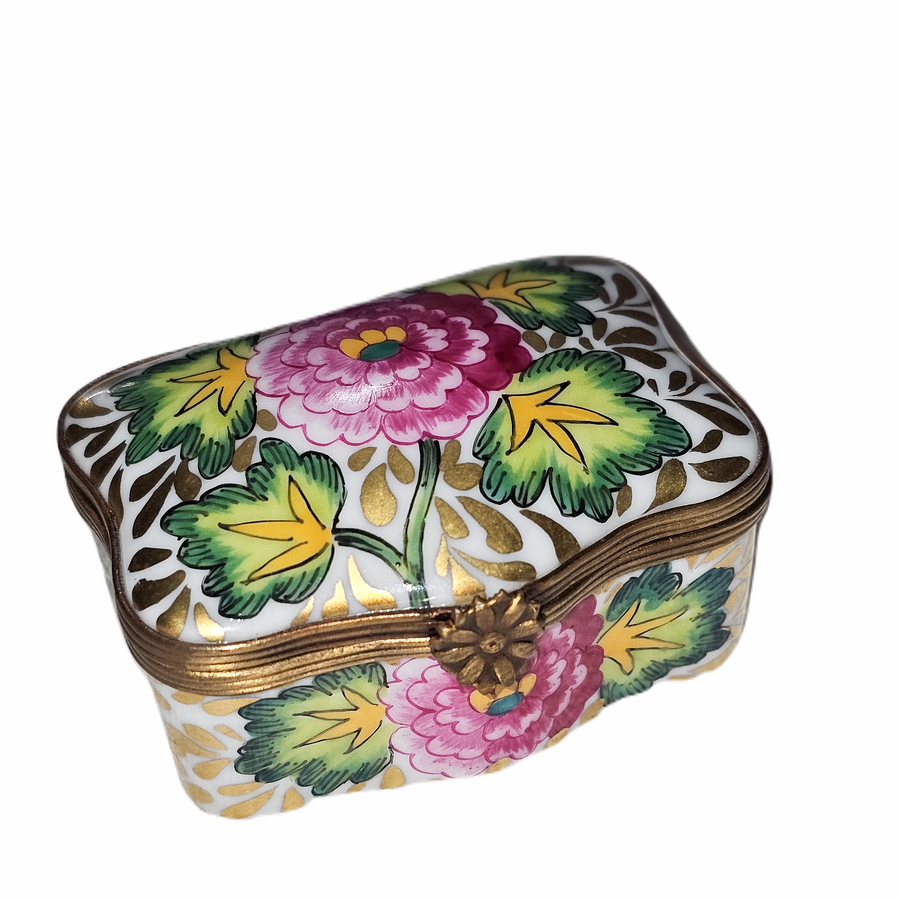 Perennial Floral Limoges Box Porcelain Limoges traditional French Trinket Box
