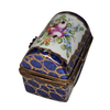 Dark Blue Floral Limoges Box Porcelain Limoges traditional French Trinket Box