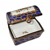 Dark Blue Floral Limoges Box Porcelain Limoges traditional French Trinket Box