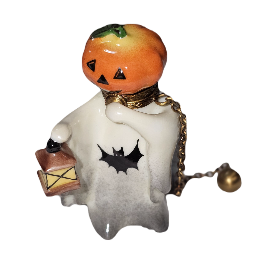 Jack O Lantern Ghost Charm Porcelain Limoges halloween French Trinket Box