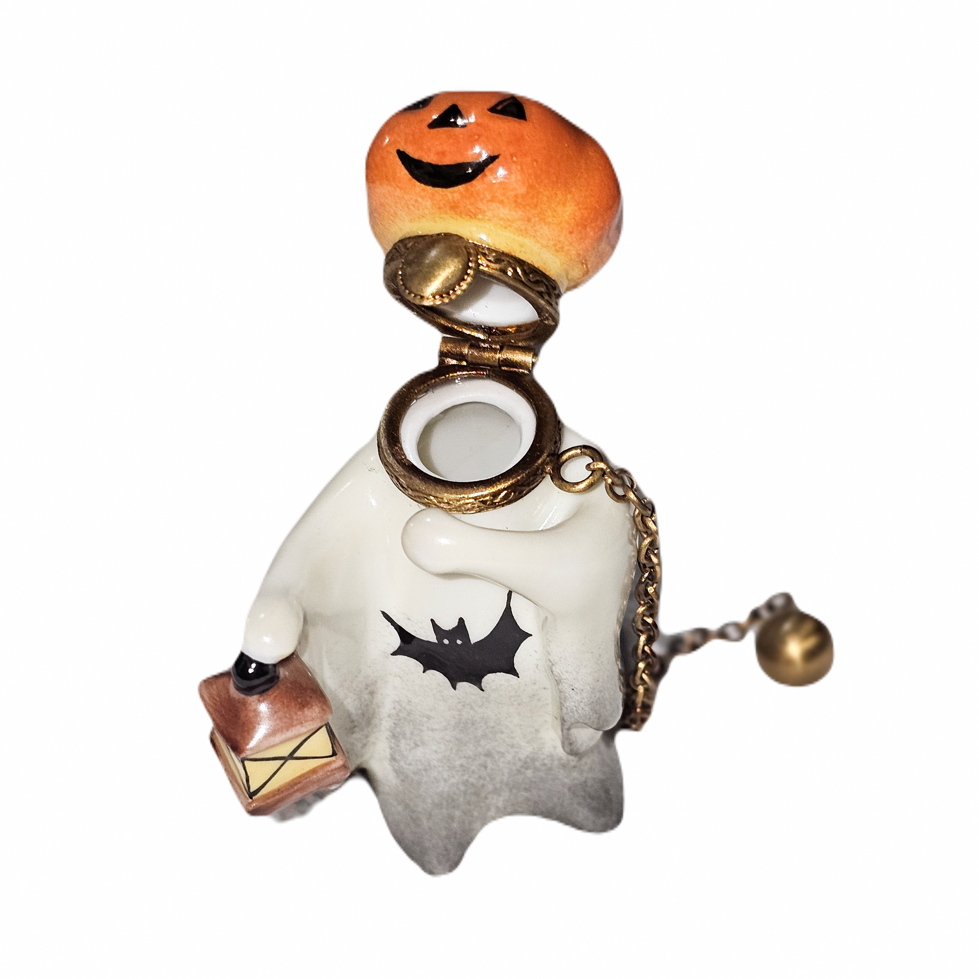 Jack O Lantern Ghost Charm Porcelain Limoges halloween French Trinket Box