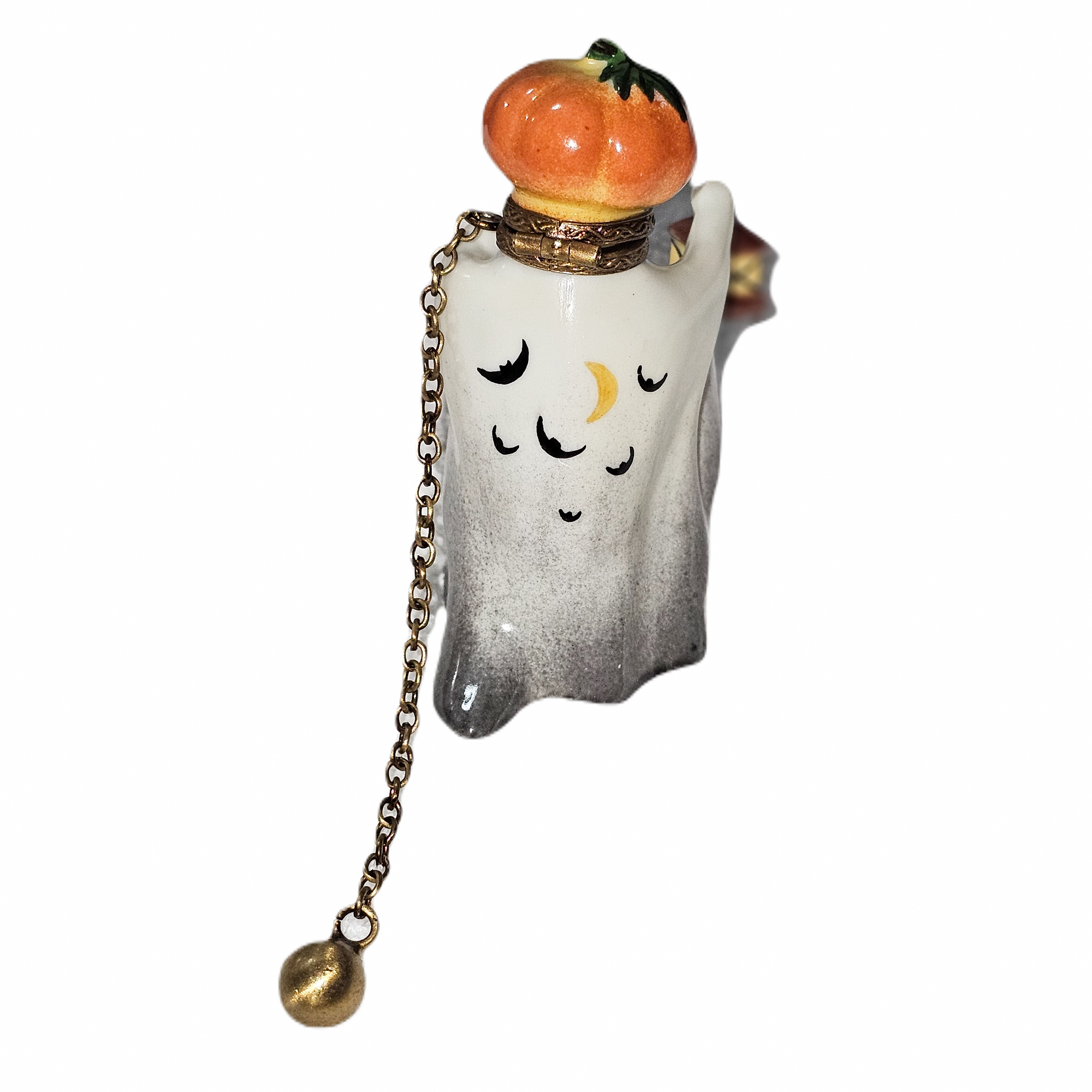 Jack O Lantern Ghost Charm Porcelain Limoges halloween French Trinket Box