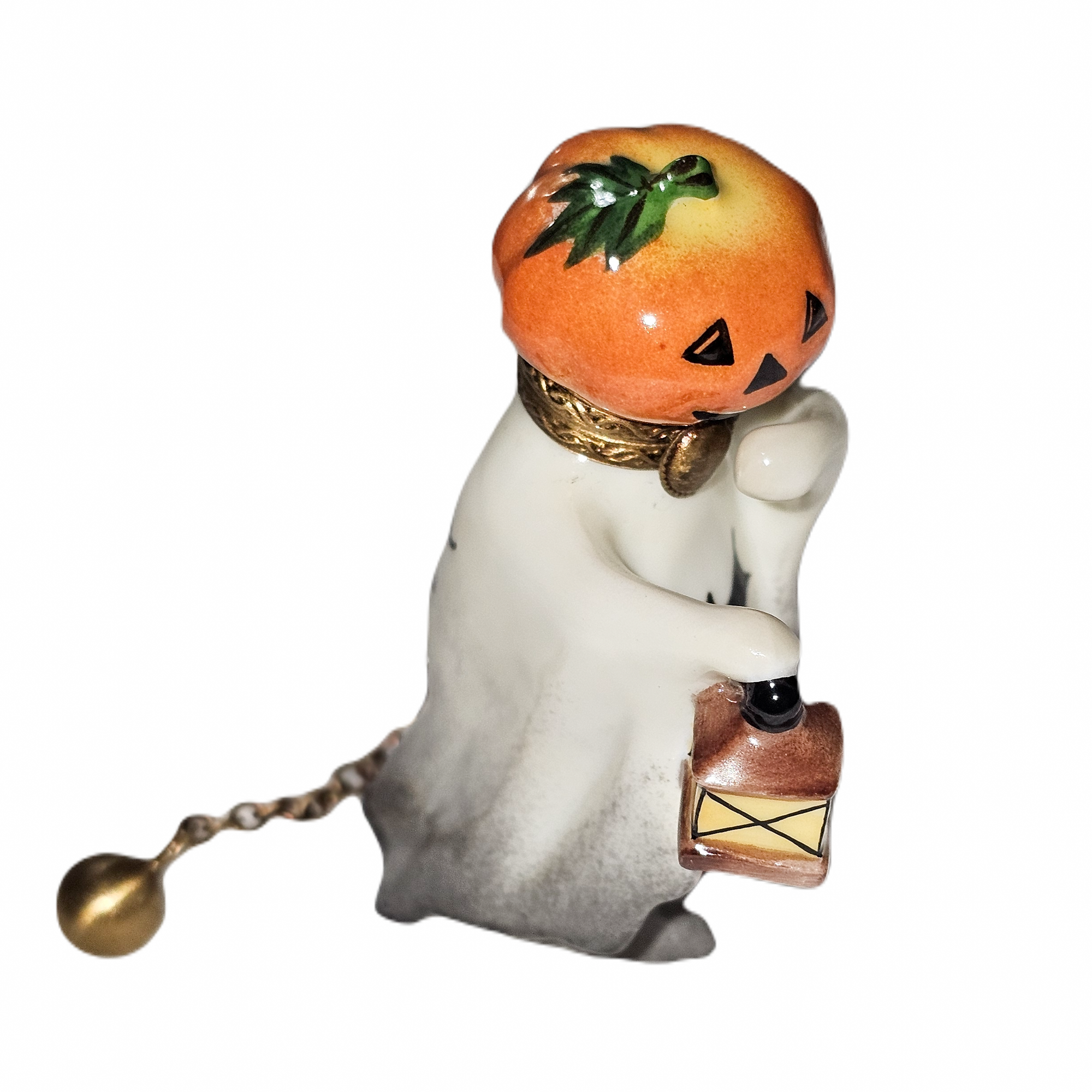 Jack O Lantern Ghost Charm Porcelain Limoges halloween French Trinket Box