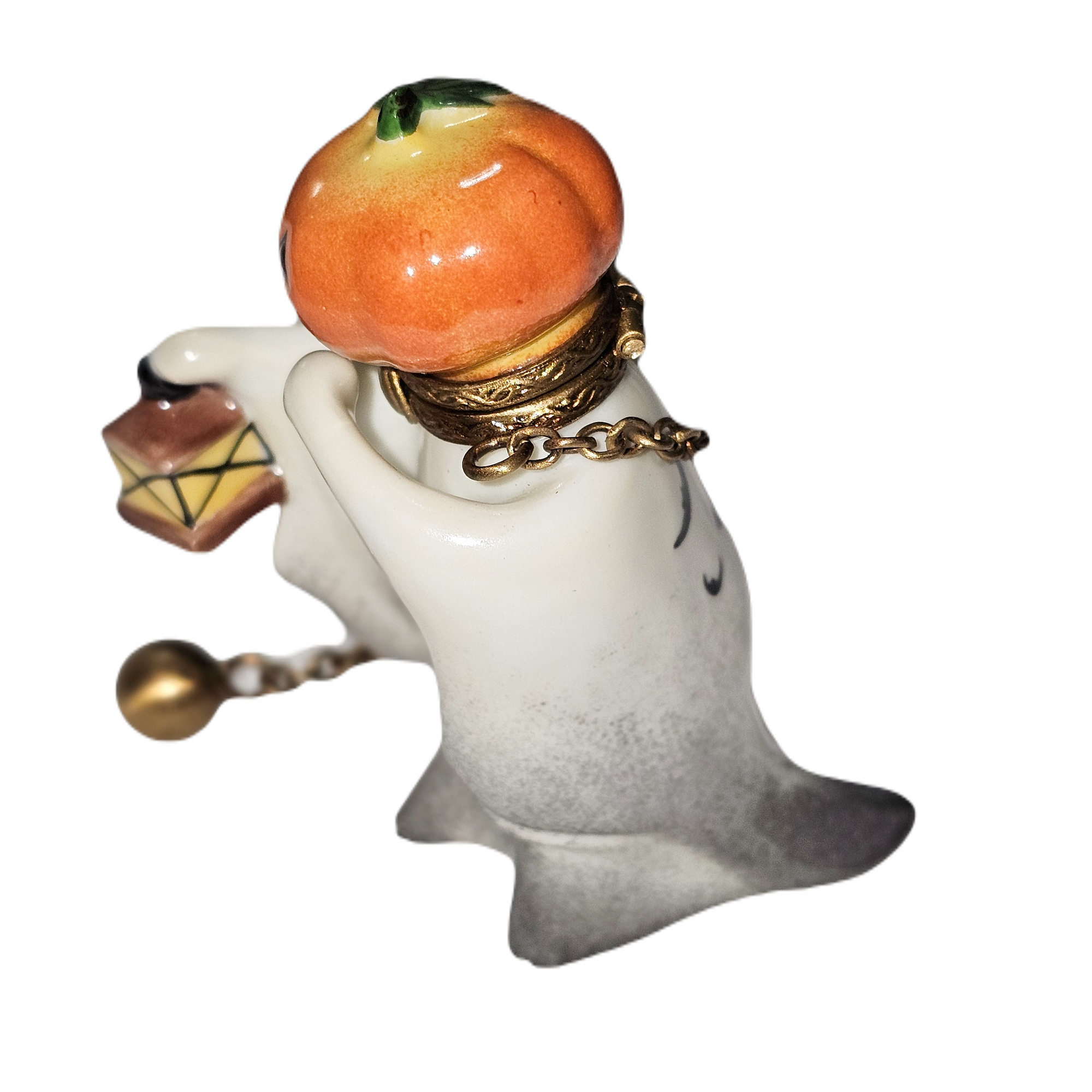 Jack O Lantern Ghost Charm Porcelain Limoges halloween French Trinket Box