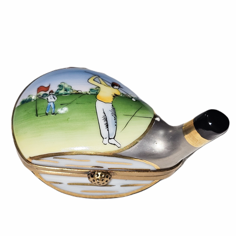 Detail Painted Golf Club Box Porcelain Limoges sport sports French Trinket Box