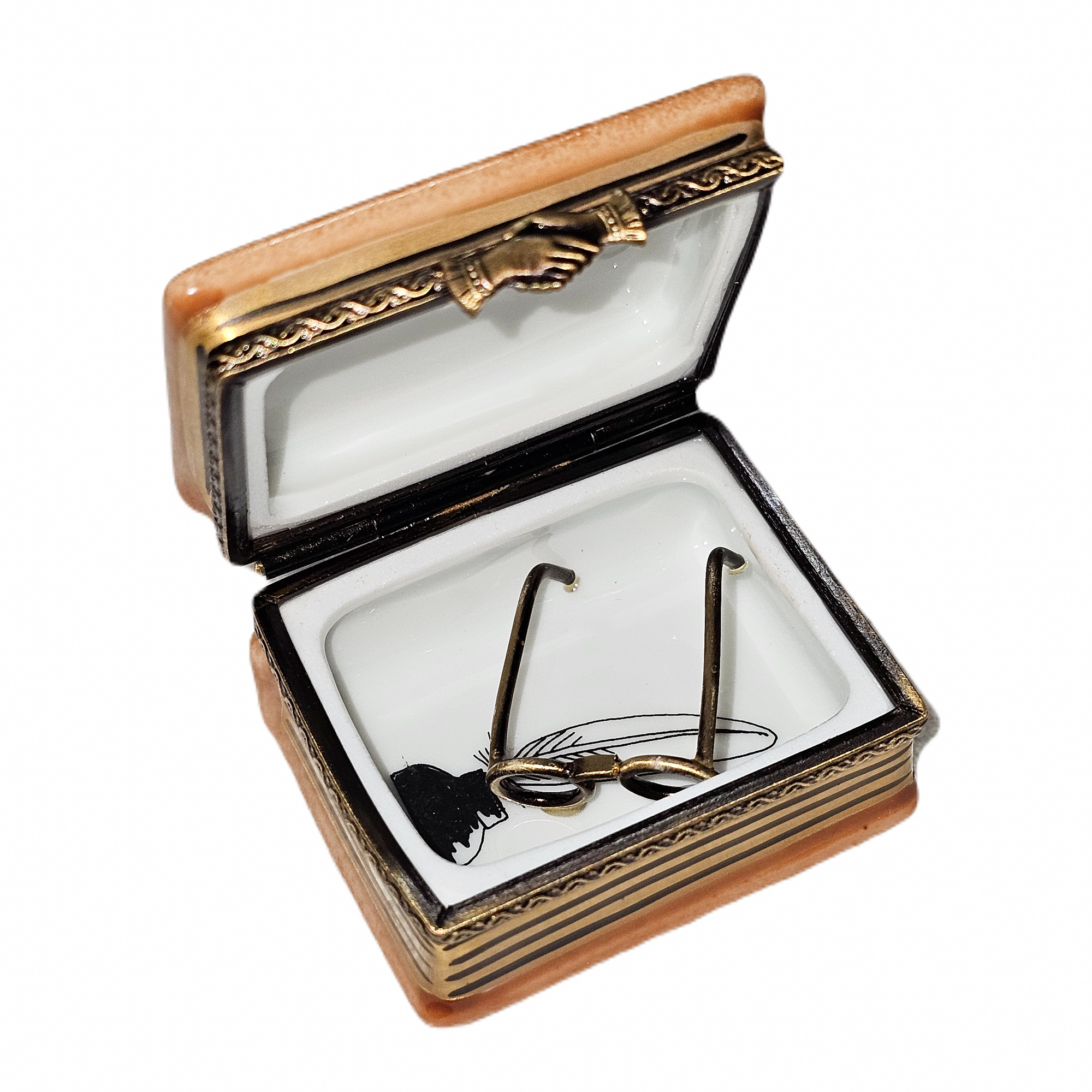 Book and Copper Glasses Delight Porcelain Limoges book French Trinket Box