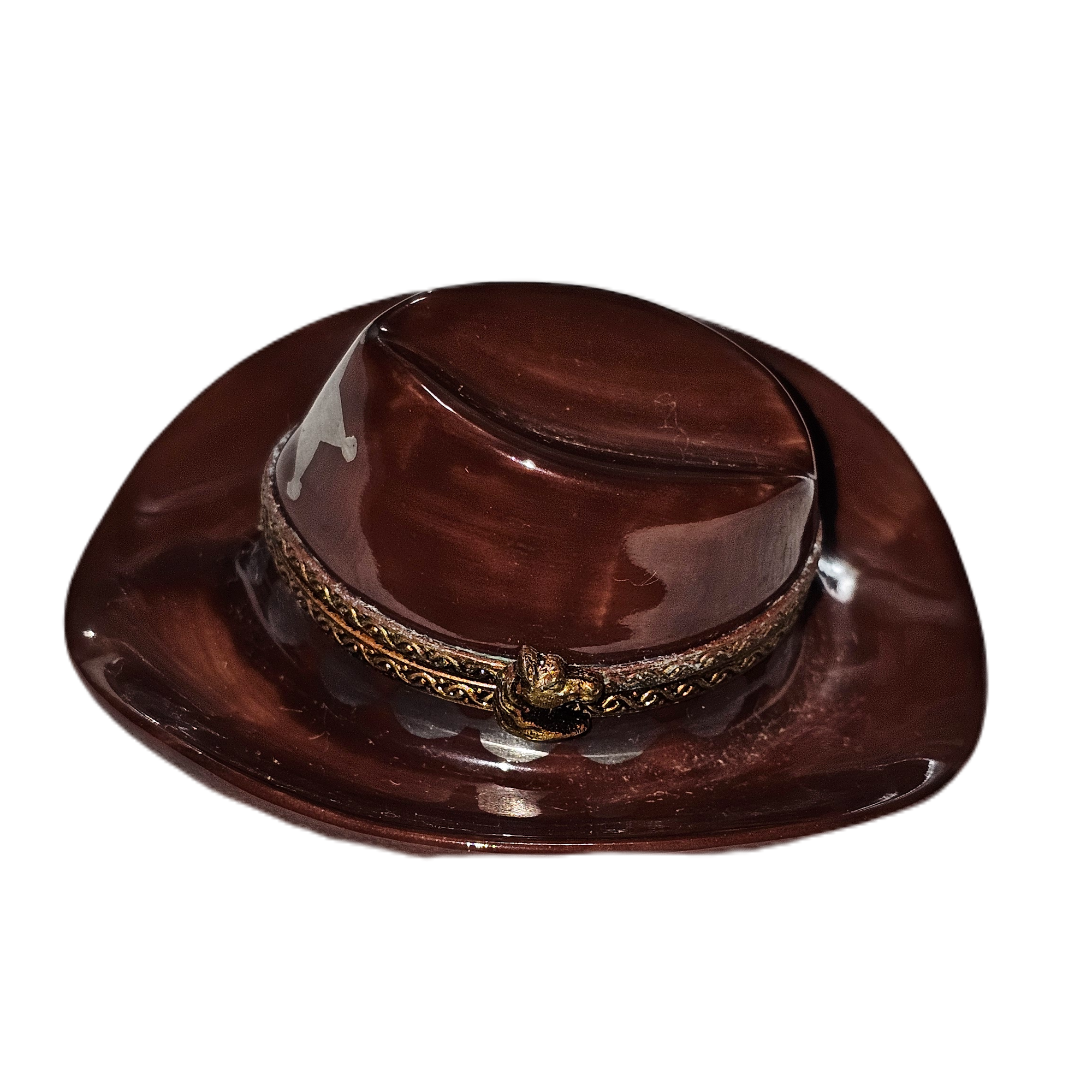 Cowboy Sheriff Hat Collectible Porcelain Limoges united states hat professional French Trinket Box