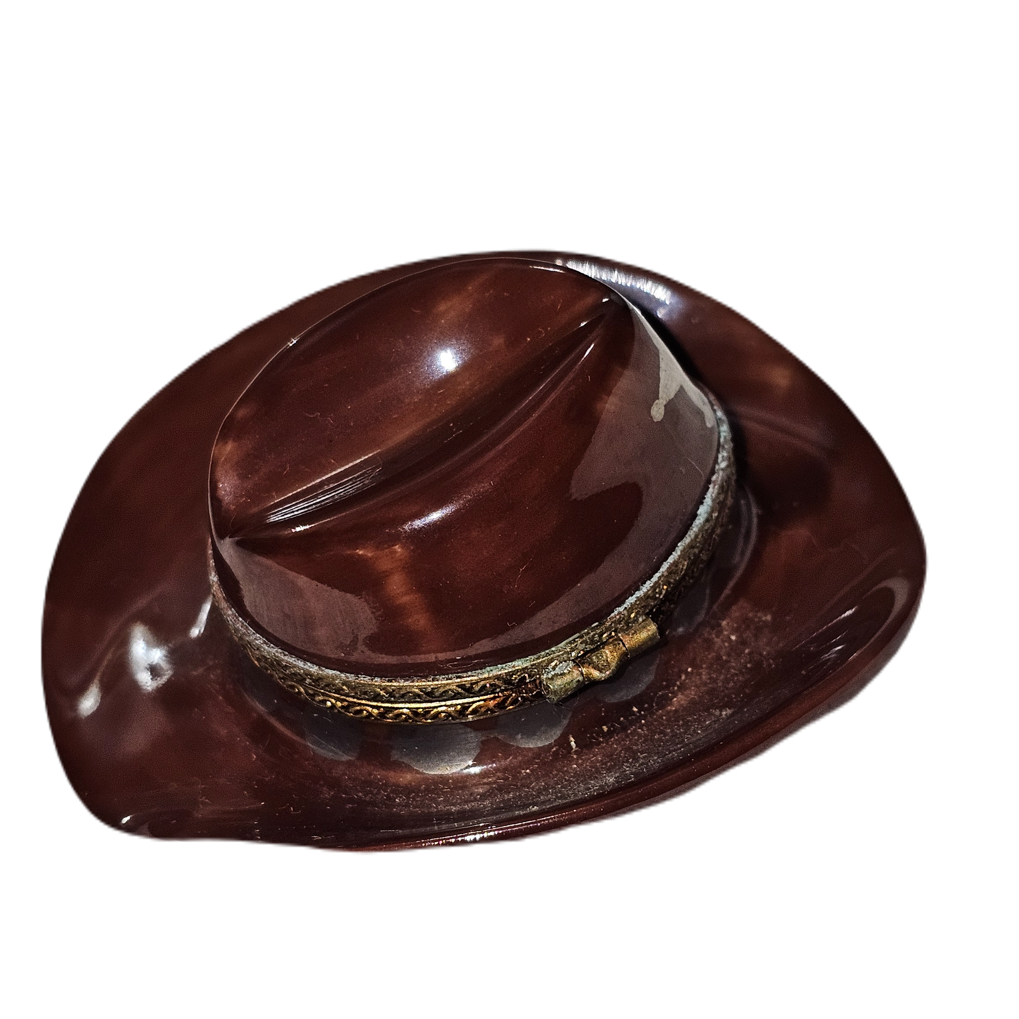 Cowboy Sheriff Hat Collectible Porcelain Limoges united states hat professional French Trinket Box