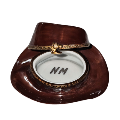 Cowboy Sheriff Hat Collectible Porcelain Limoges united states hat professional French Trinket Box